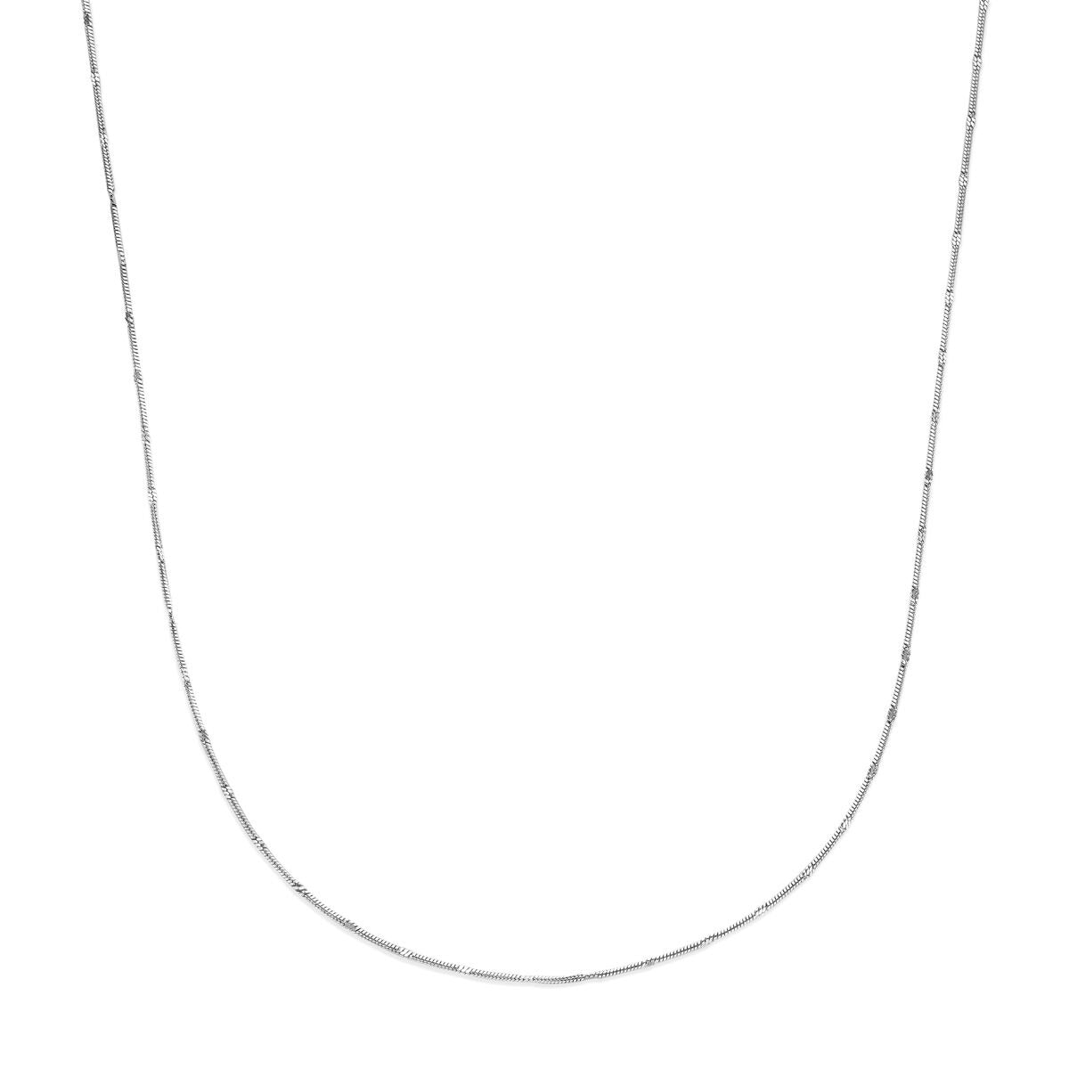 Collana senza pendente in argento rodiato, forma a serpente, spessore 1,5 mm, lunghezza 41 + 4 cm.