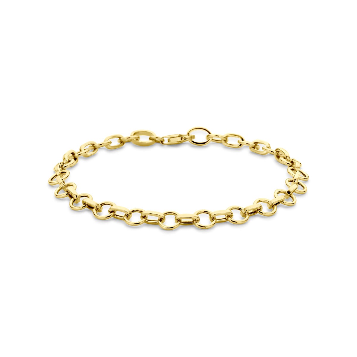 Bracciale da donna in oro 14k con maglie a forma di anello di 6 mm.