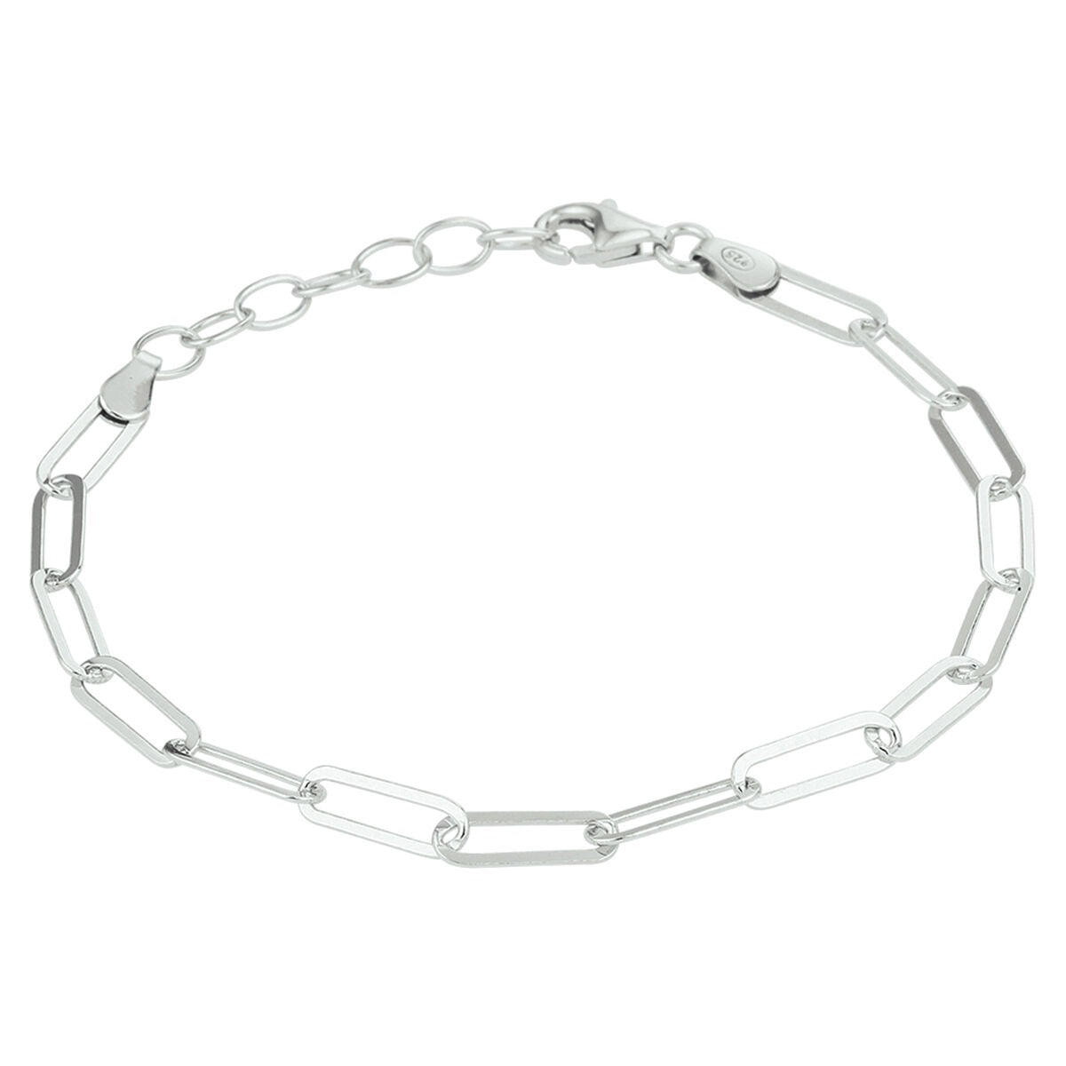 Bracciale in argento gerhodinato con maglie a forma di graffetta.