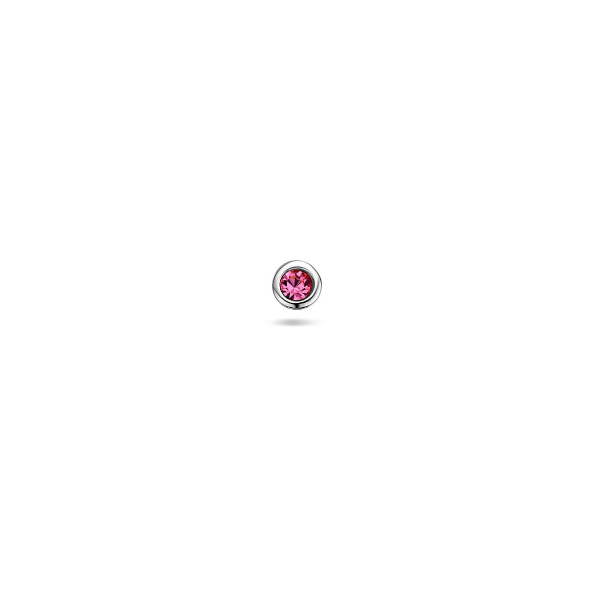 Piercing in argento rodiato con strass rosa e base piatta.
