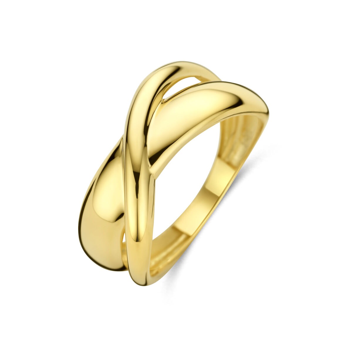 Anello da donna in oro giallo 14k con banda larga di 8,5 mm.
