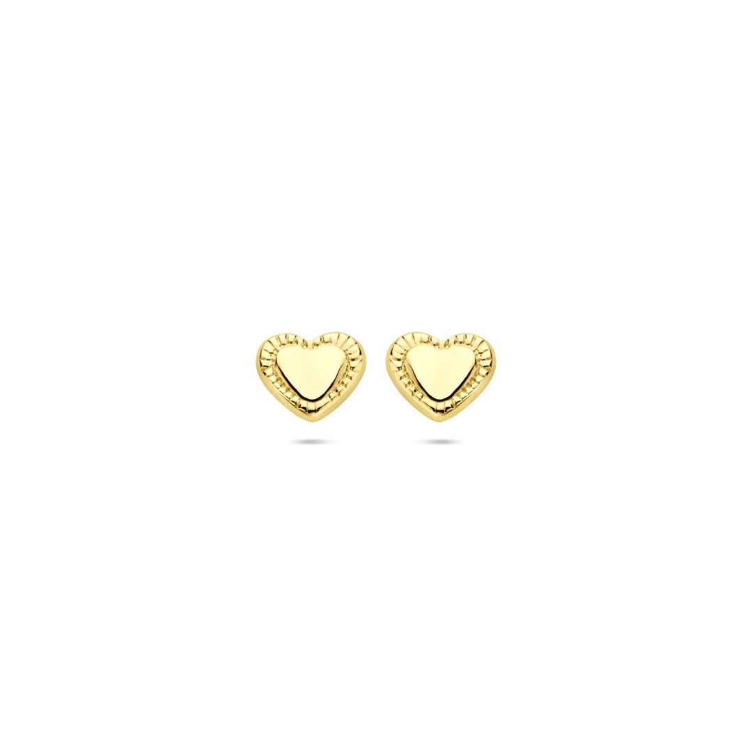 14k Geelgouden oorknoppen in hartvorm 5x5.5mm
