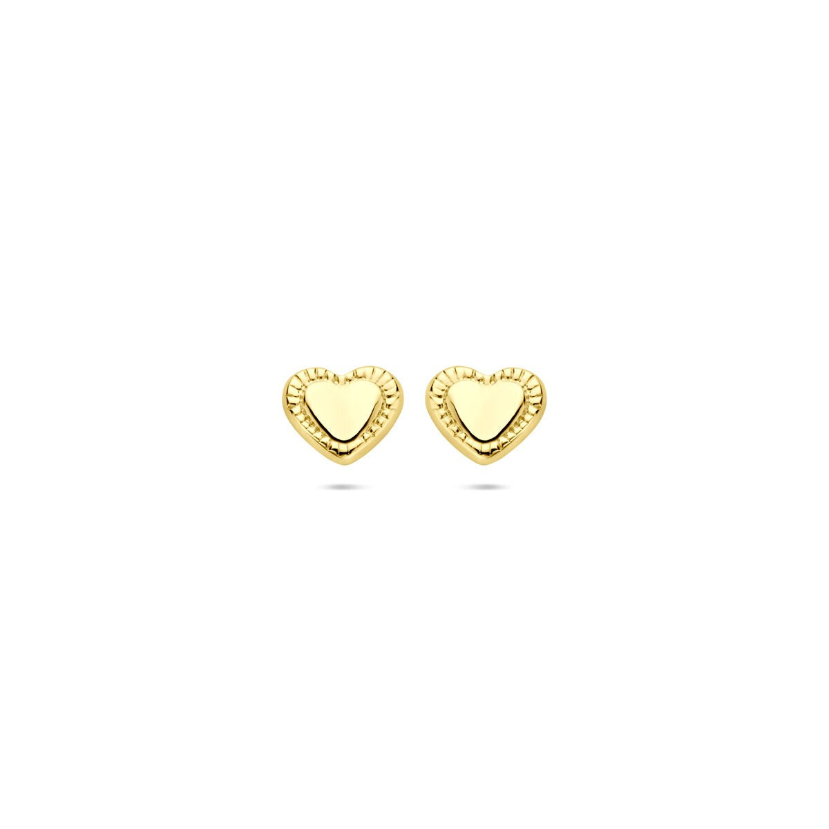 Orecchini a bottone in oro giallo 14k a forma di cuore 5x5.5mm