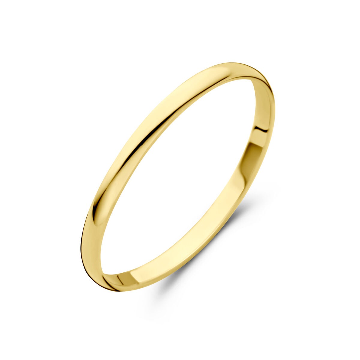 anello in oro giallo da donna, 1,5 mm di larghezza, finitura lucida.