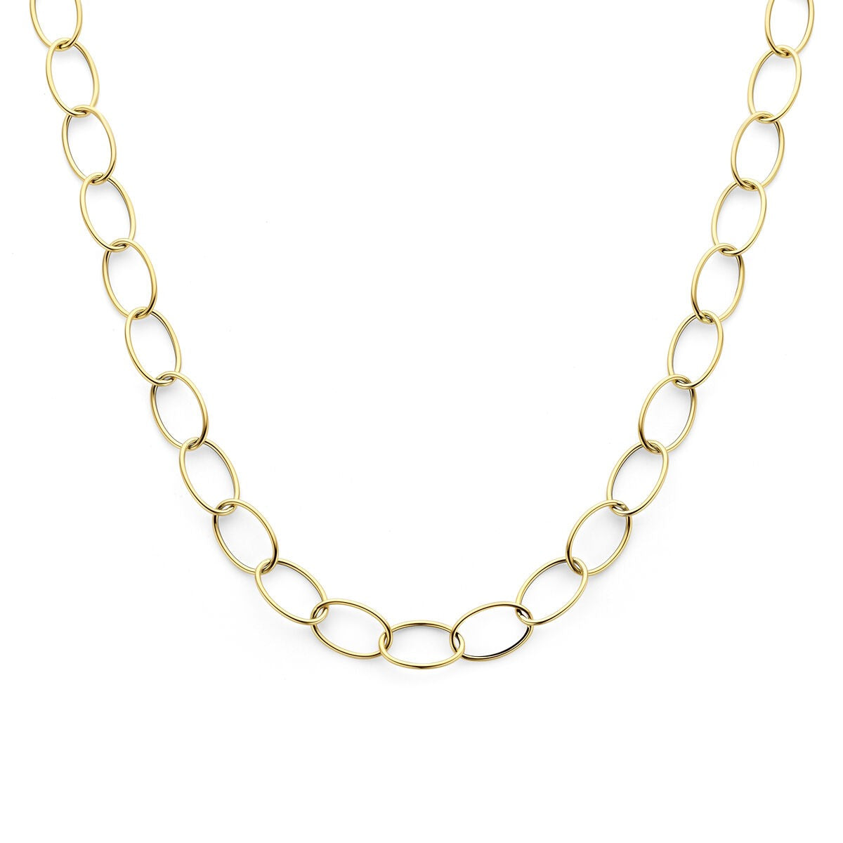 Geelgouden anker collier met ovale schakels voor dames.