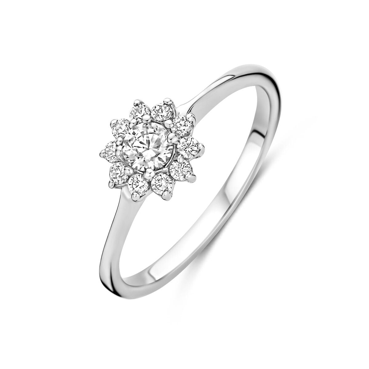 Anello in argento 925 rodiato con zirconi – eleganza discreta per donna