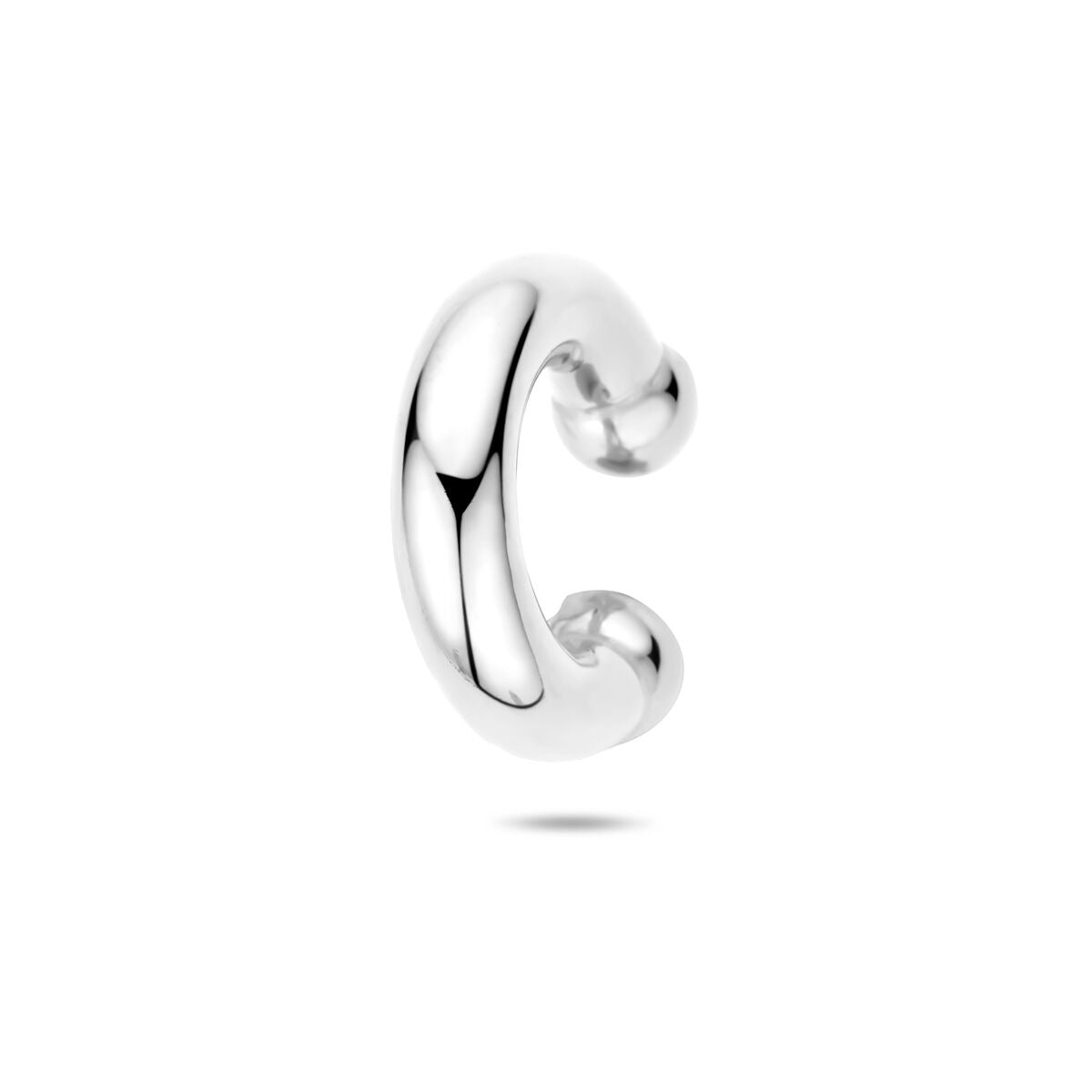 Ear cuff in argento 925 rodiato, forma curva, dimensioni 20 x 5 mm.