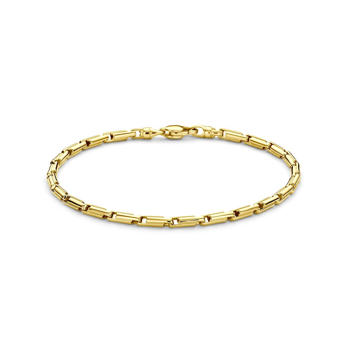 Bracciale da uomo in oro giallo 14k con maglie raffinate di 3 mm.