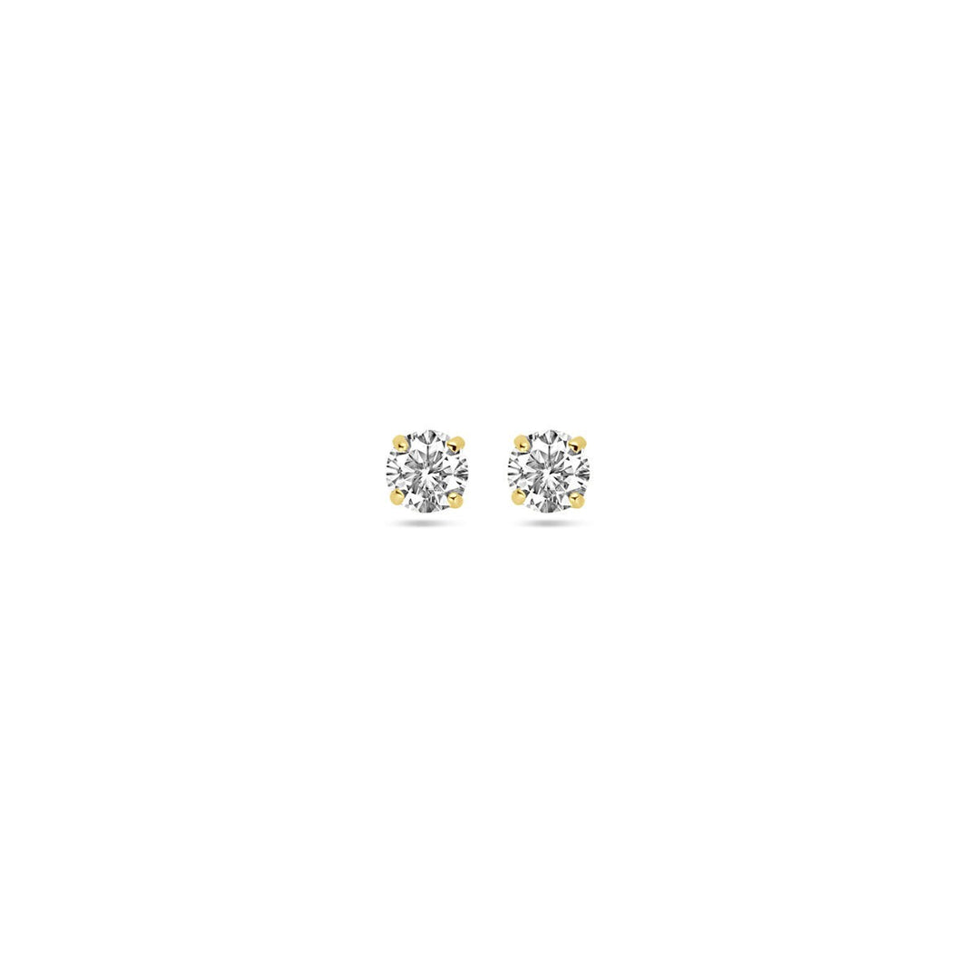 Gouden oorknoppen met zirkonia – 14k, solitaire zetting