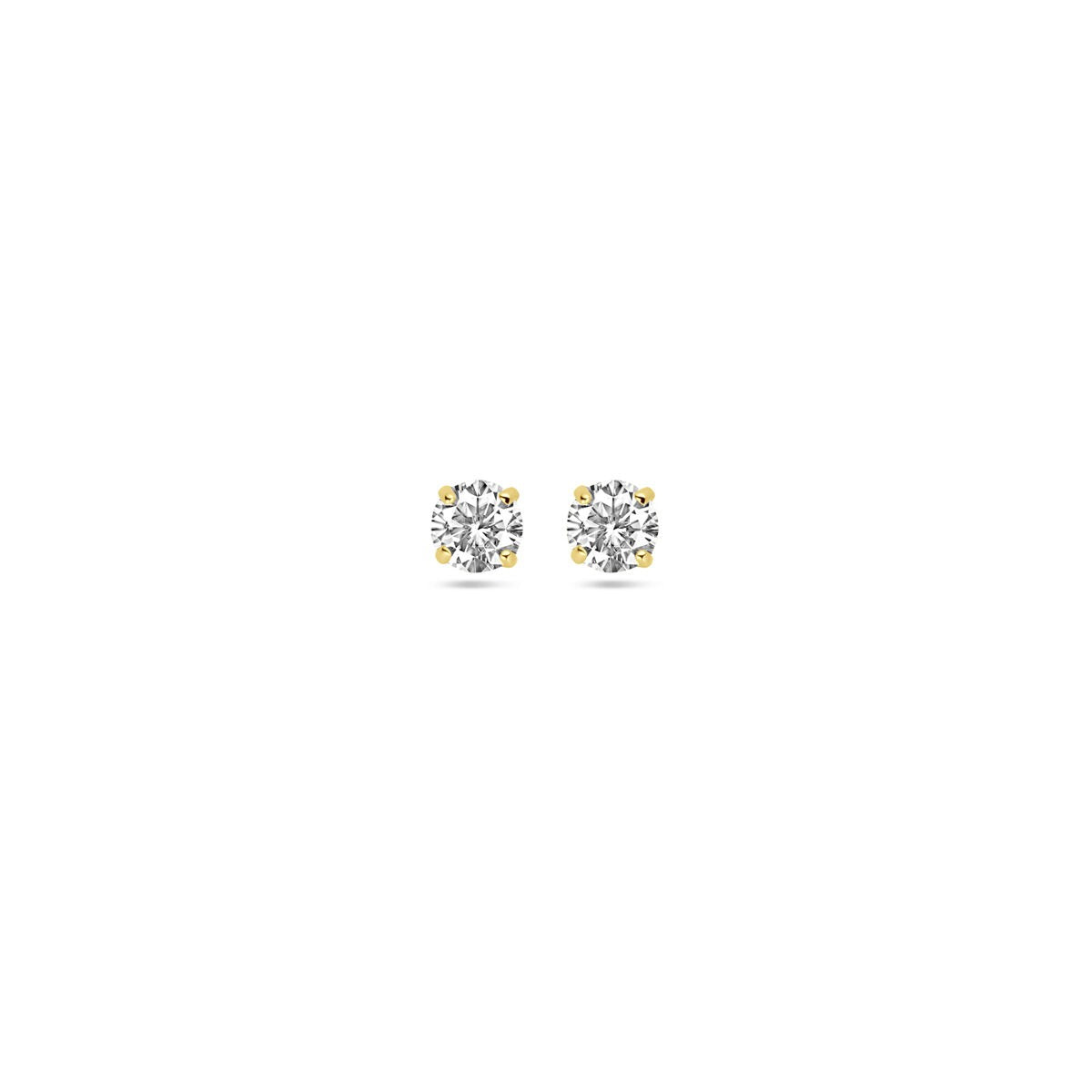 Orecchini in oro giallo 14k con zirconi, montatura solitaria.