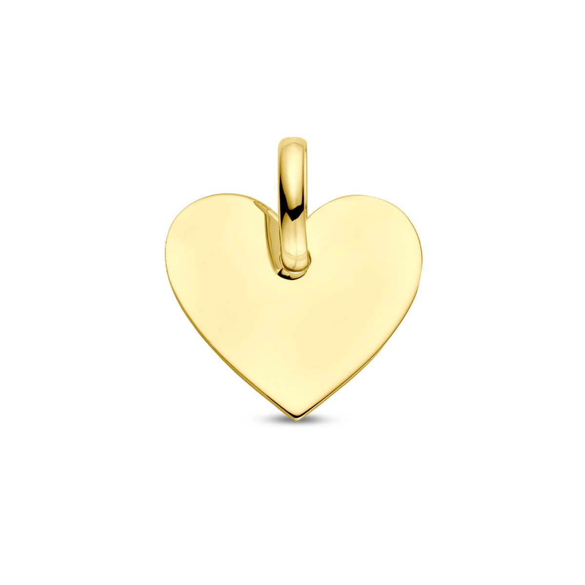 Ciondolo in oro giallo 9k a forma di cuore, lucido e senza incisioni.