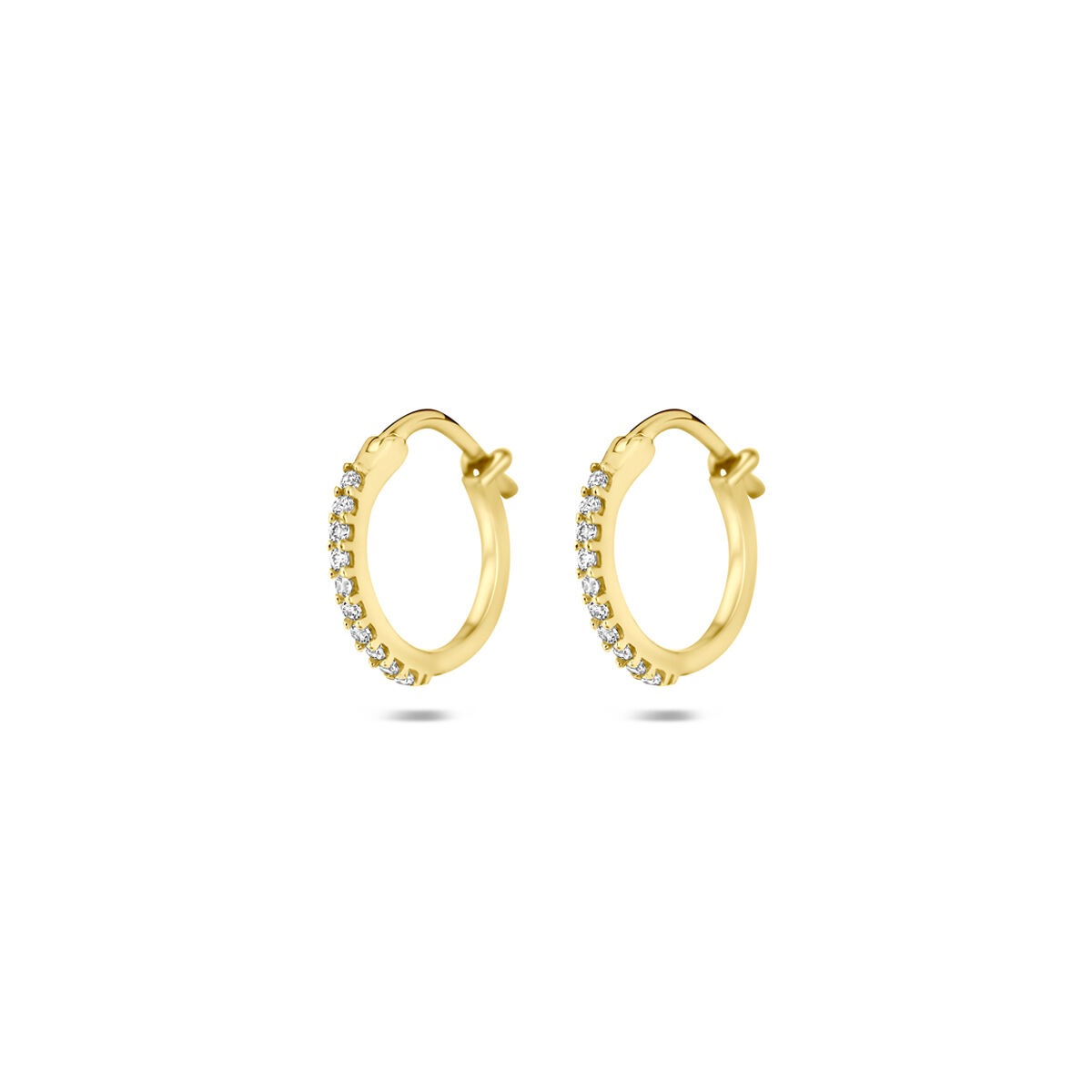 Orecchini a cerchio in oro giallo 14k con zirconi
