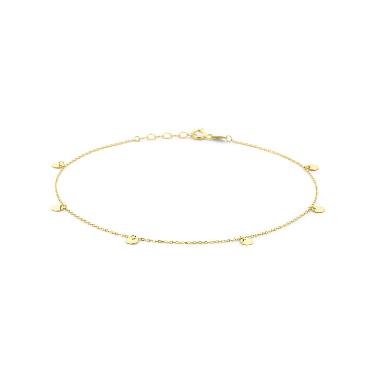 Bracciale in oro giallo 9k con piccoli cerchi decorativi.