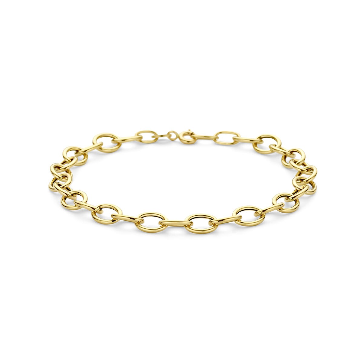 Bracciale in oro giallo 14k con maglie a forma di anello.