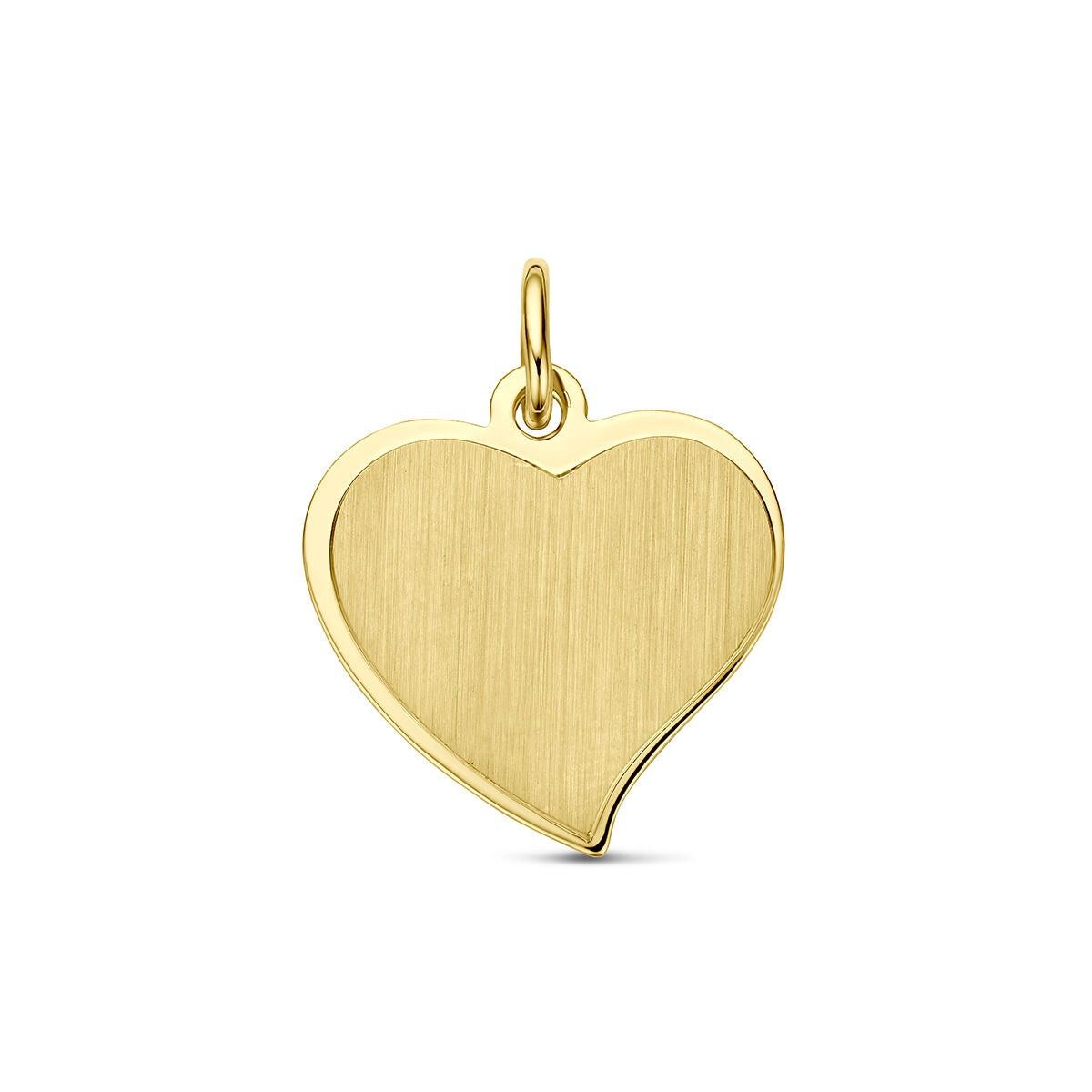 Ciondolo a forma di cuore in oro giallo 9k, superficie liscia e lucida.