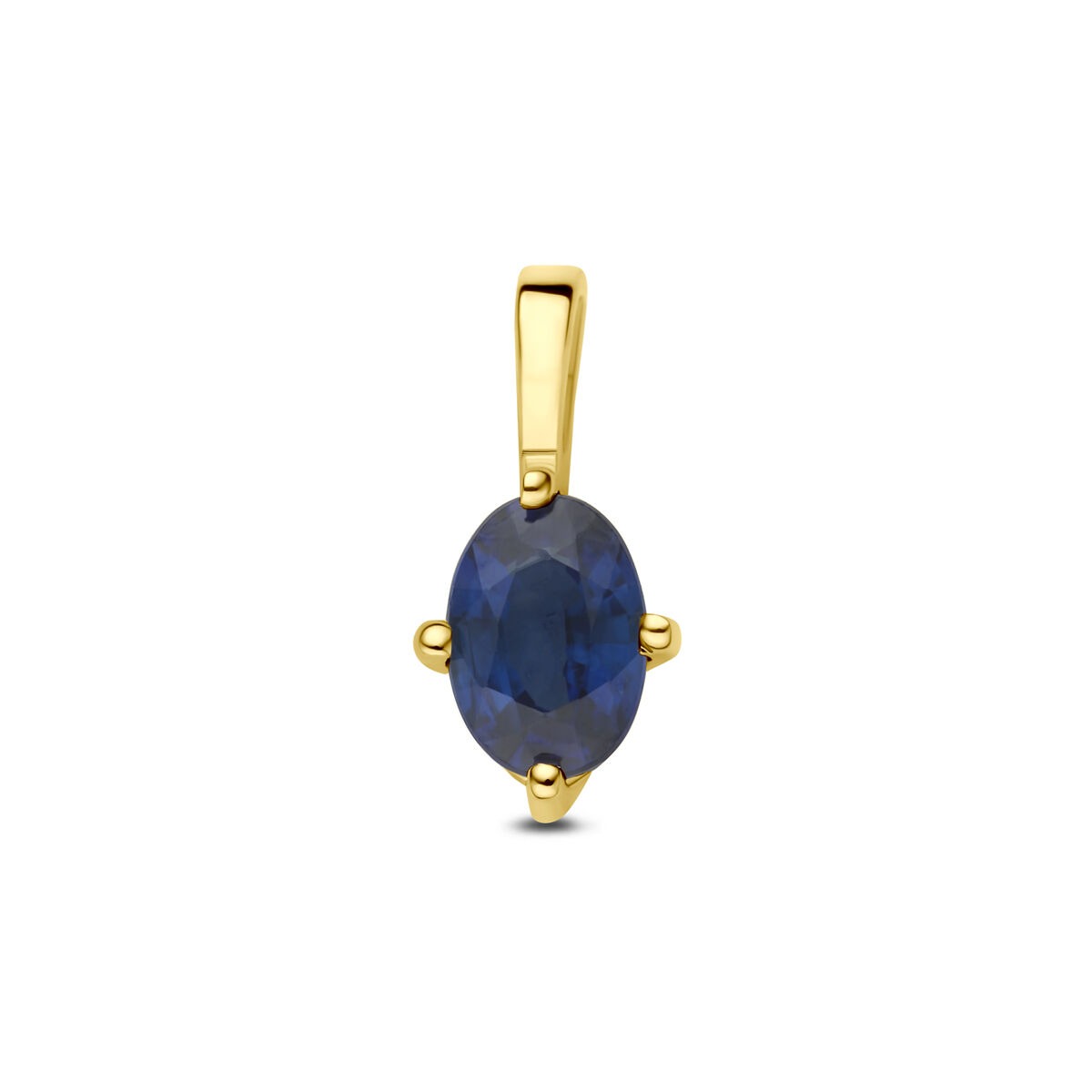 Ciondolo in oro giallo 14k con zaffiro ovale.