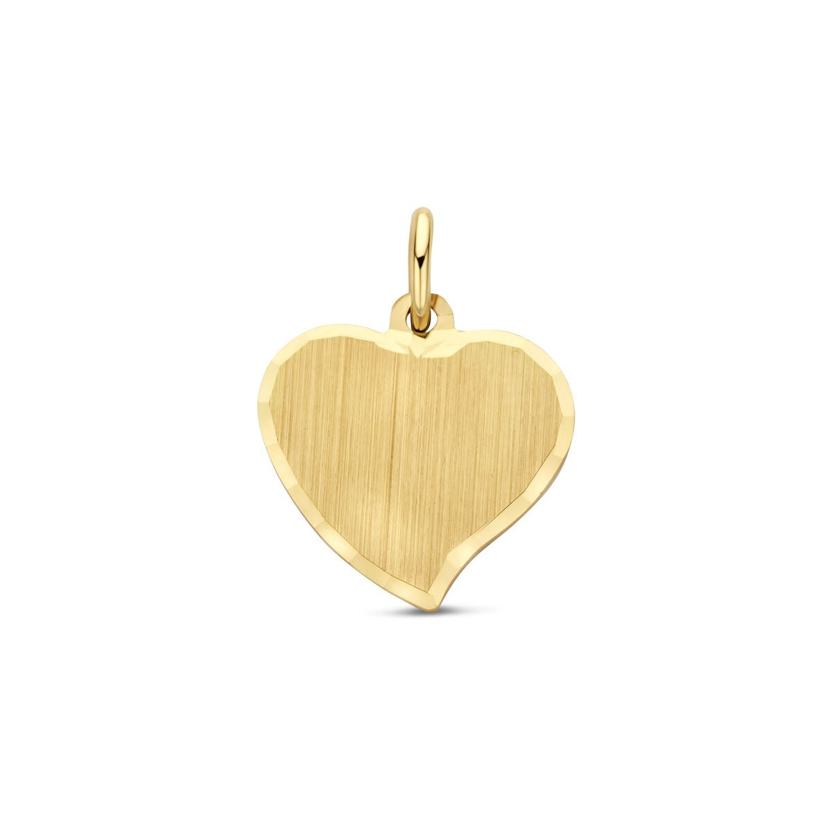 Ciondolo a forma di cuore in oro 9 carati con finitura spazzolata.