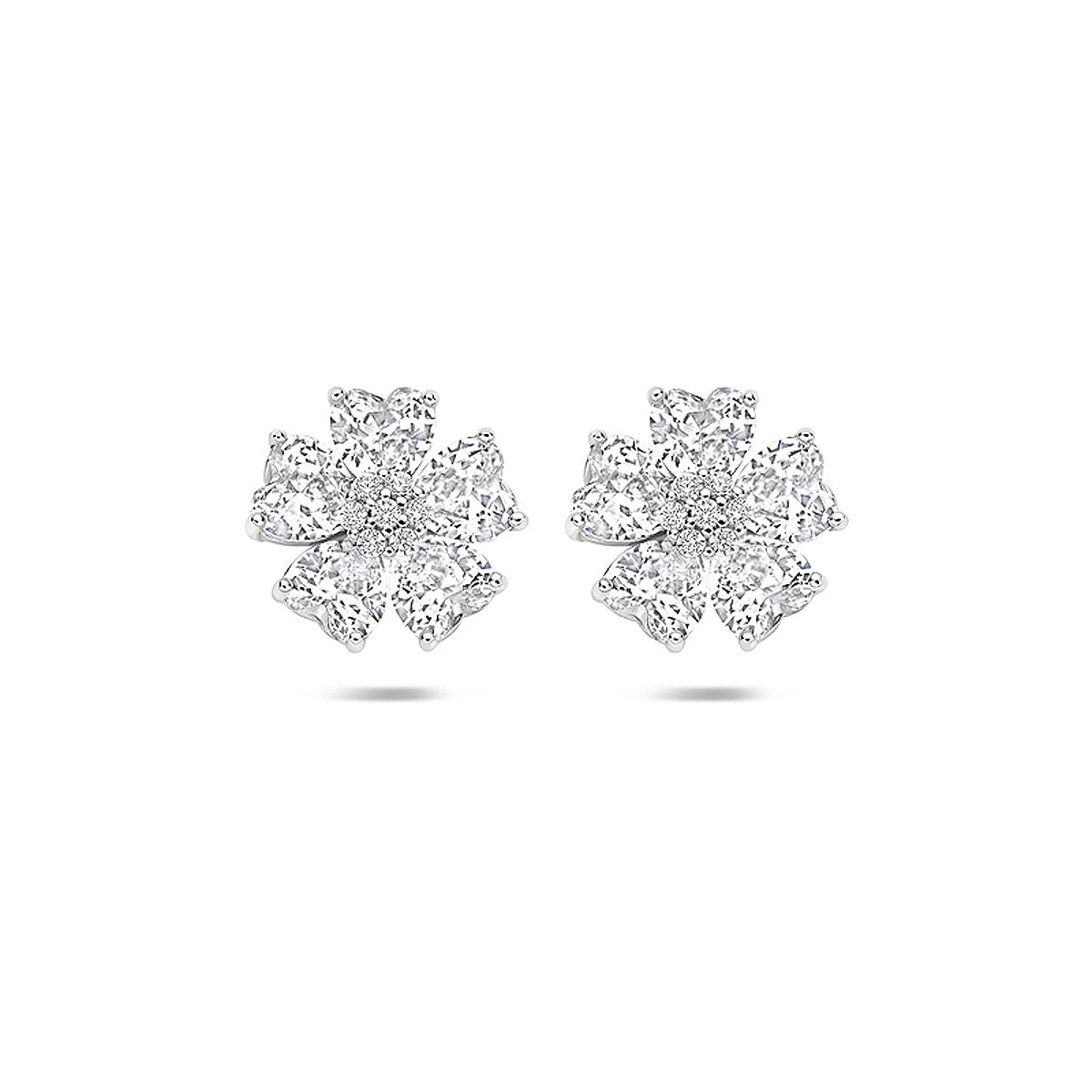 Orecchini a bottone in argento con zircone a forma di cuore – argento 925 rodiato