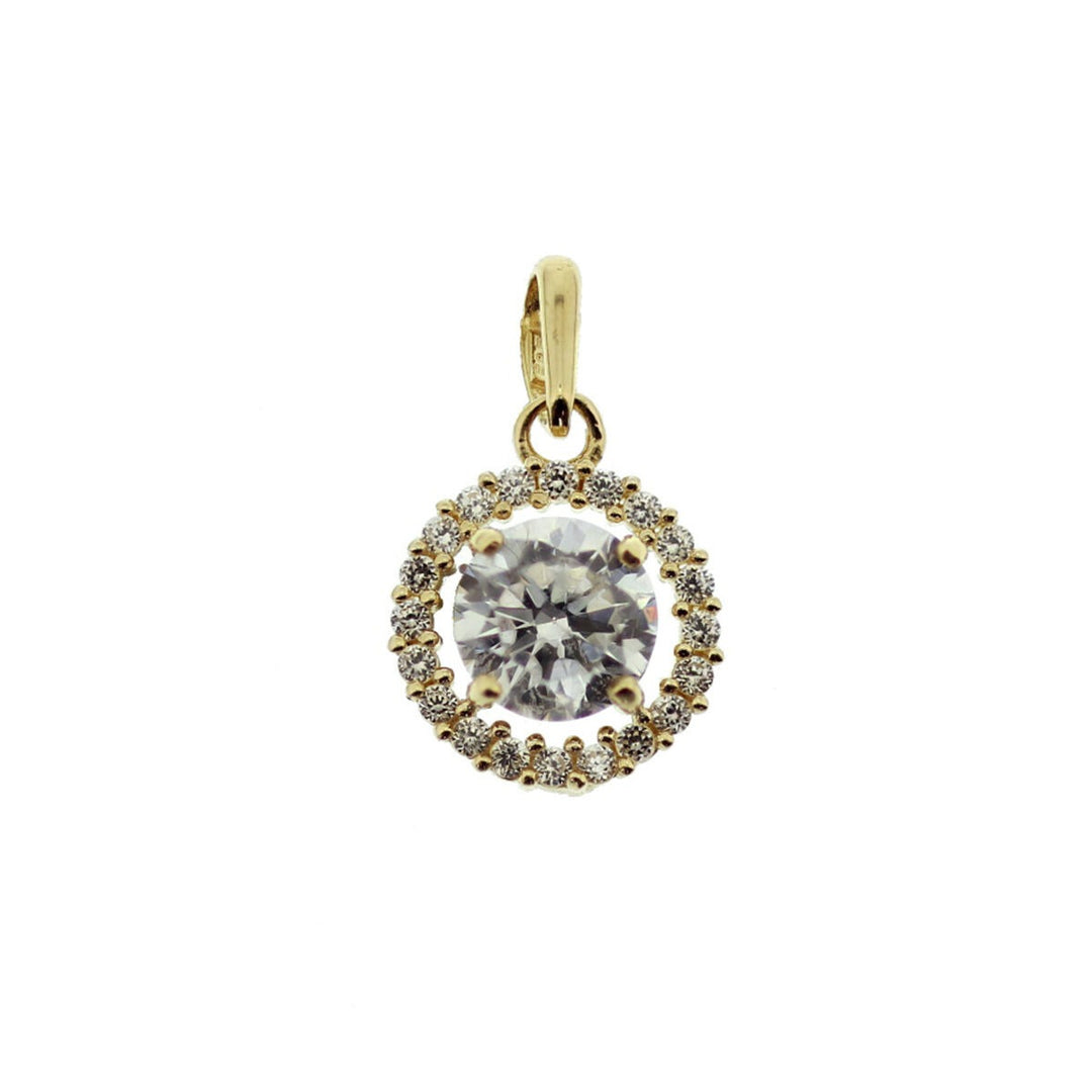 9k geelgouden hanger met zirkonia – elegante dameshanger in entourage stijl