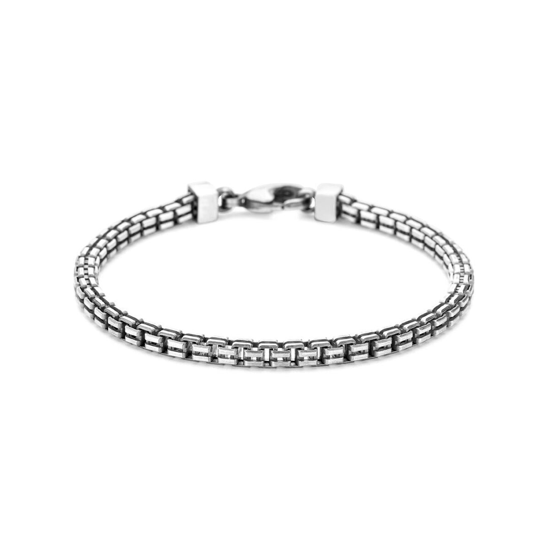 Geoxideerde zilveren heren armband met fantasie schakel