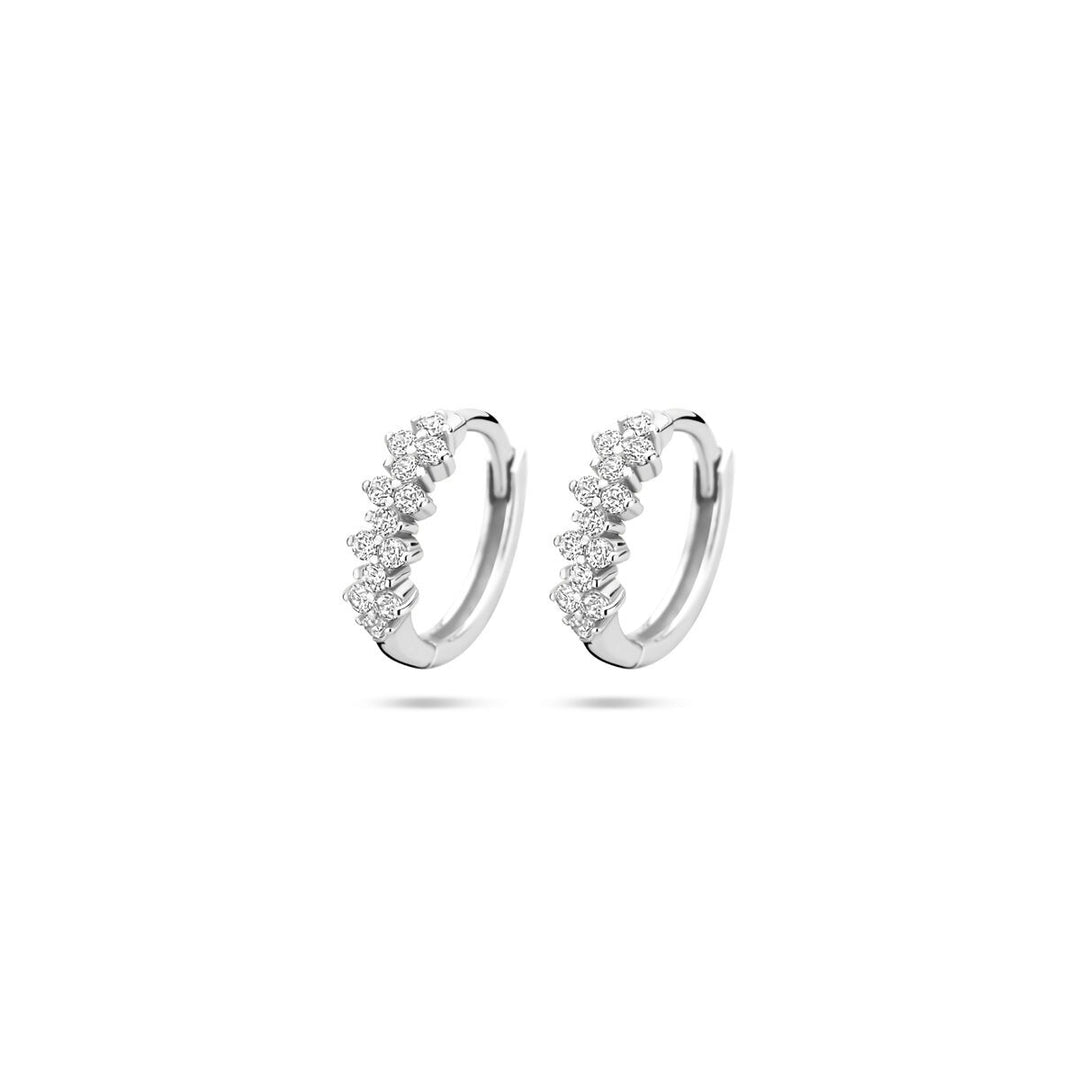Zilveren oorringen met zirkonia – gerhodineerd 925 zilver