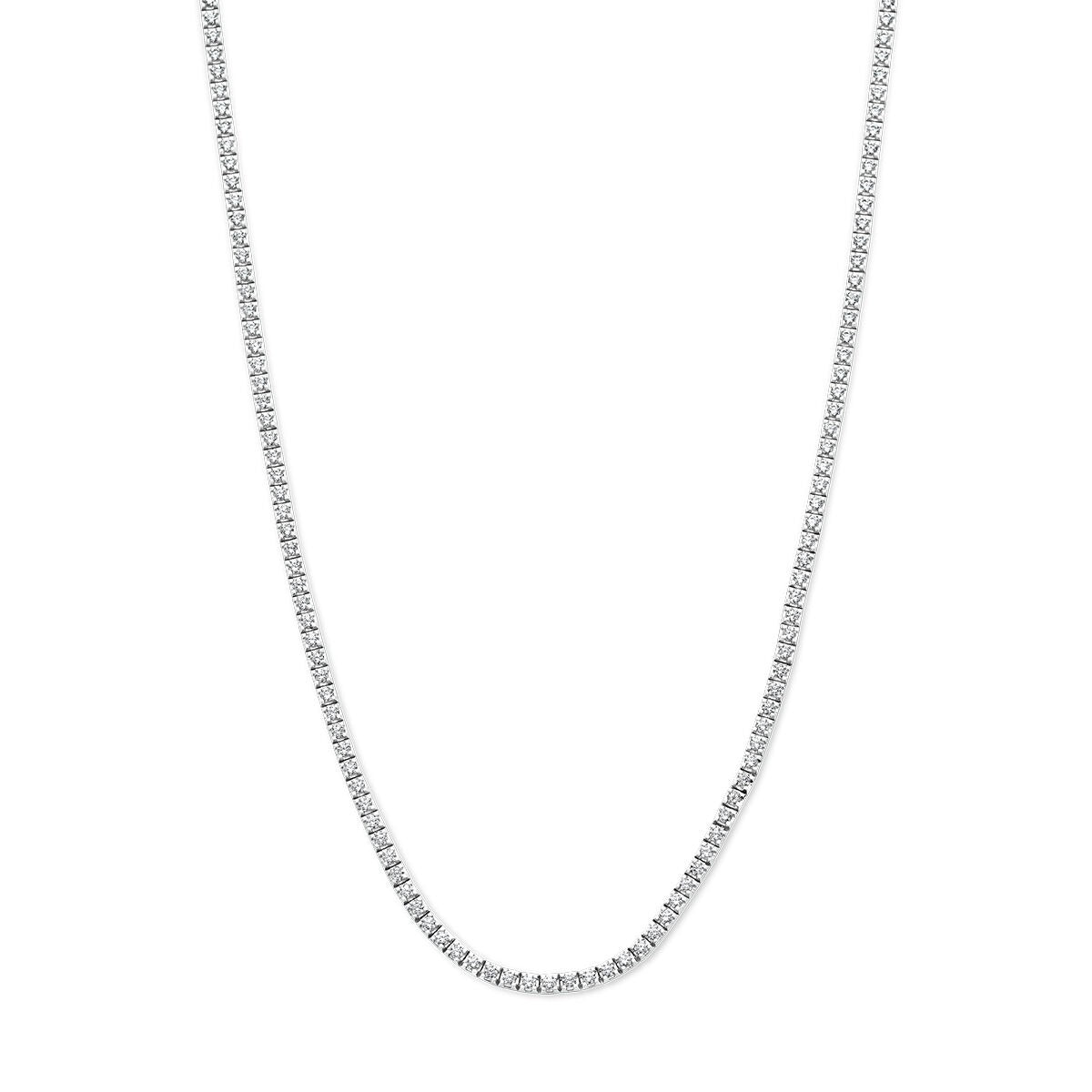 Collana tennista in oro bianco 14k con diamanti lab-grown da 3.00 ct, taglio brillante.