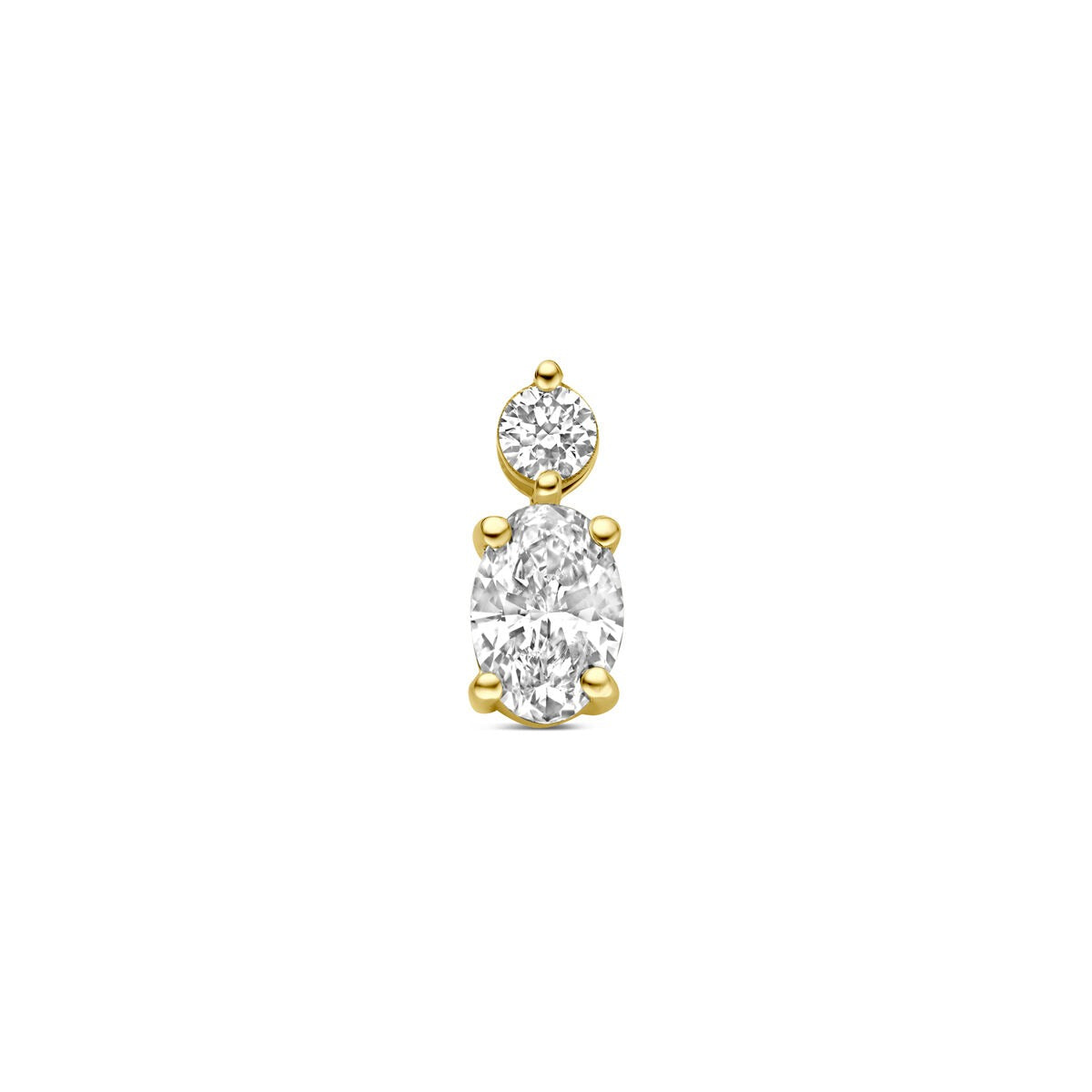 Pendente in oro giallo 14k con diamante lab-grown, composto da due pietre brillanti.