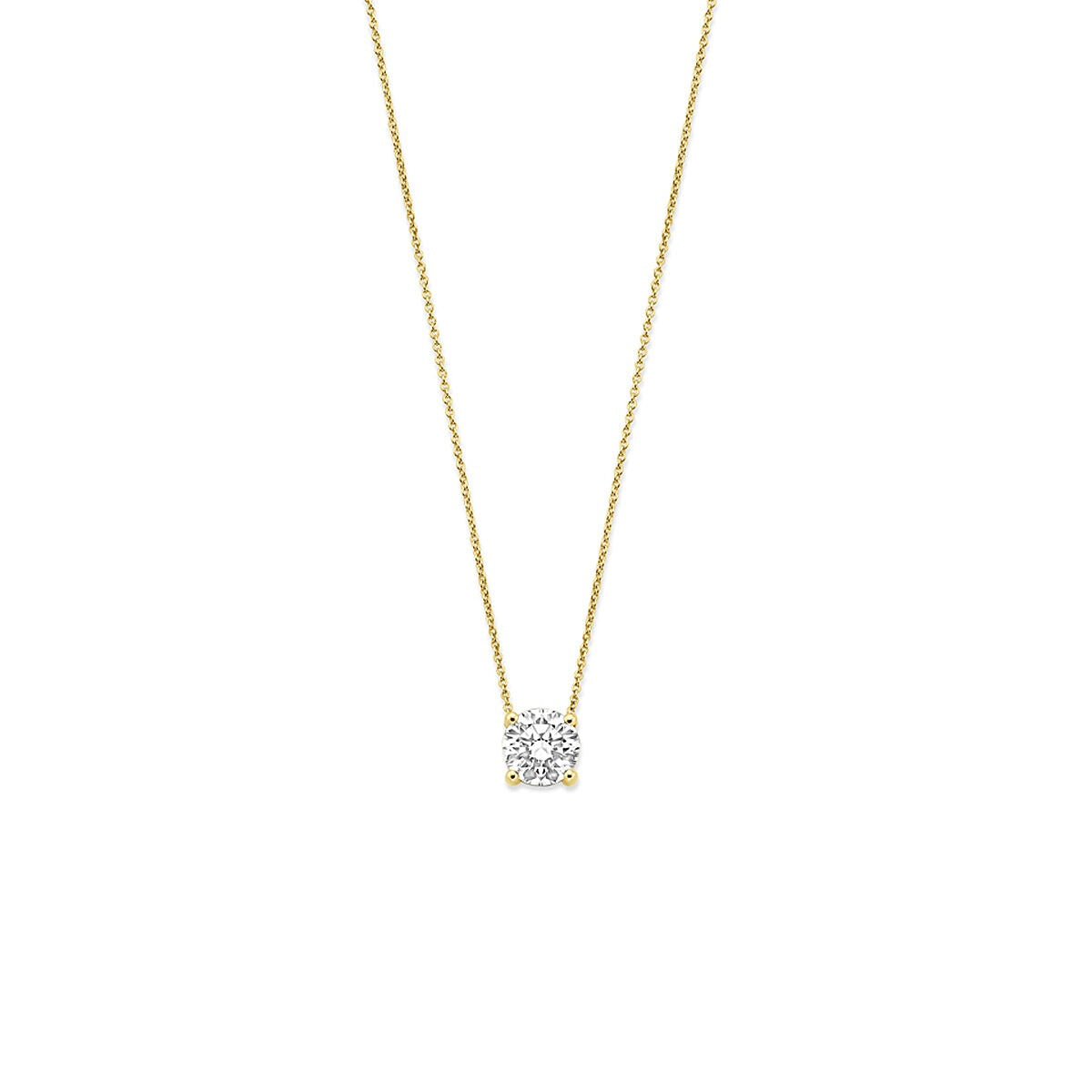 Geelgouden collier met een 1.00 ct lab grown diamant als hanger.
