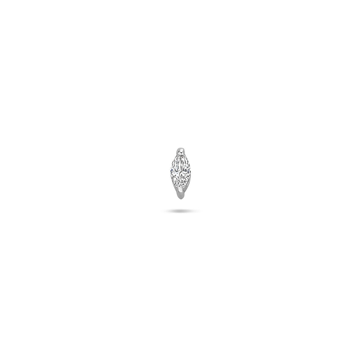Piercing in argento con zircone a forma di marquise, finitura rodiata.