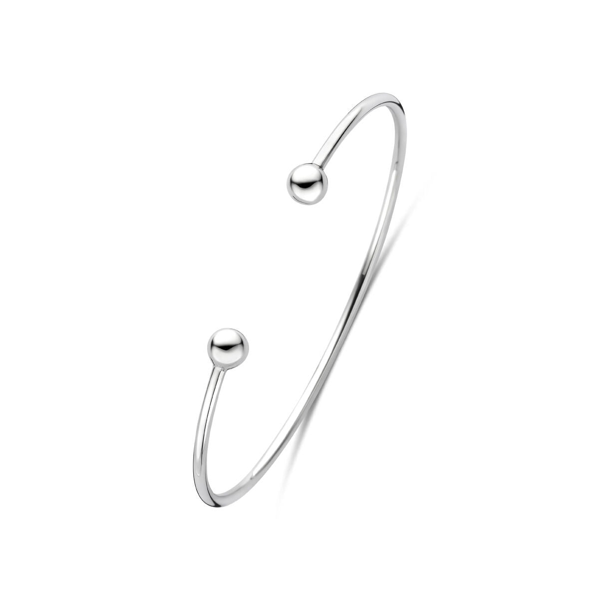 Bracciale in argento 925 rodiato con due sfere alle estremità.