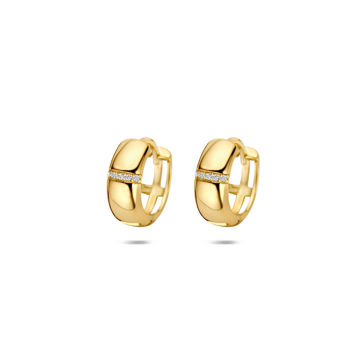 Orecchini alla creola in argento 925 dorato con zirconi.