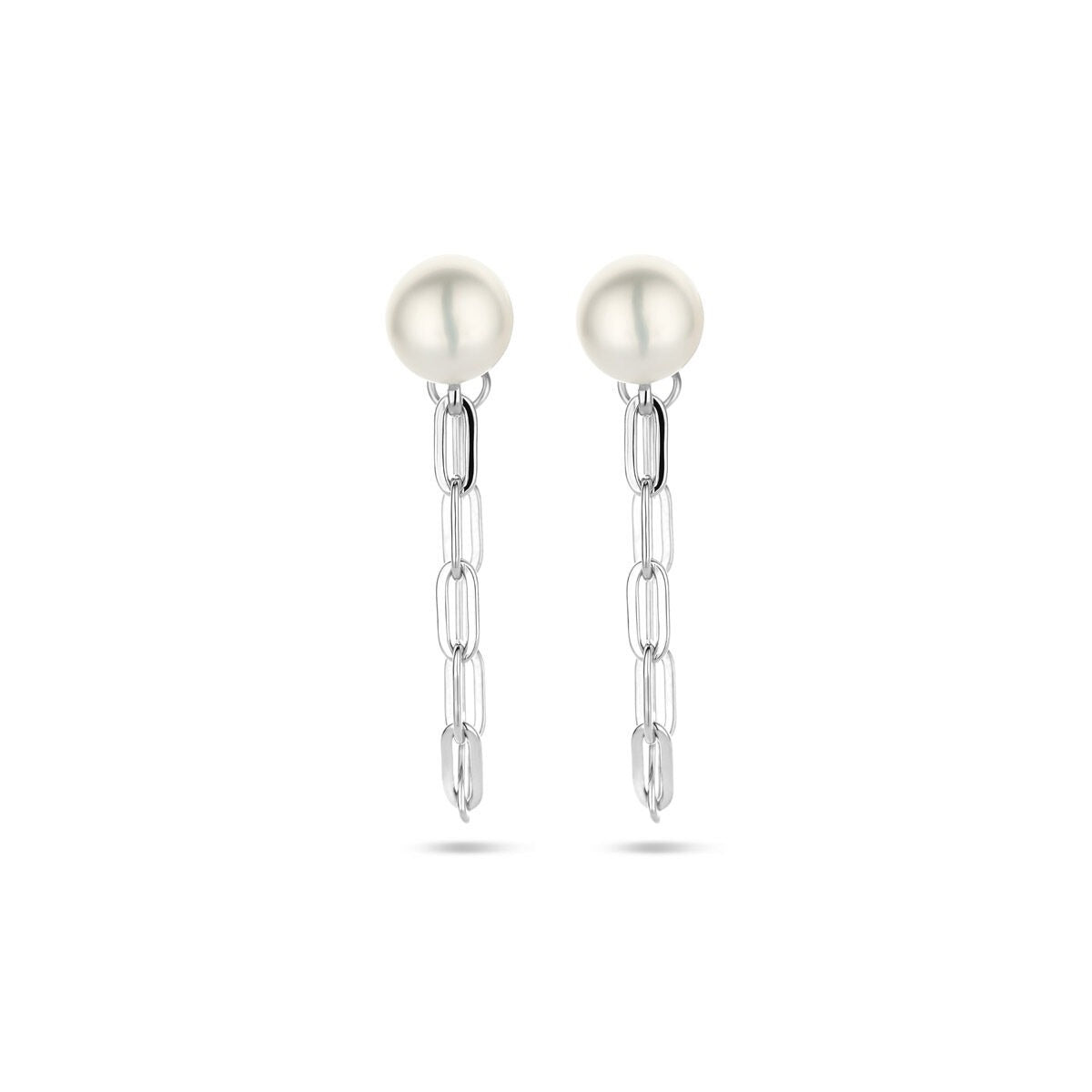 orecchini a bottone perla 6,5 mm argento rodiato