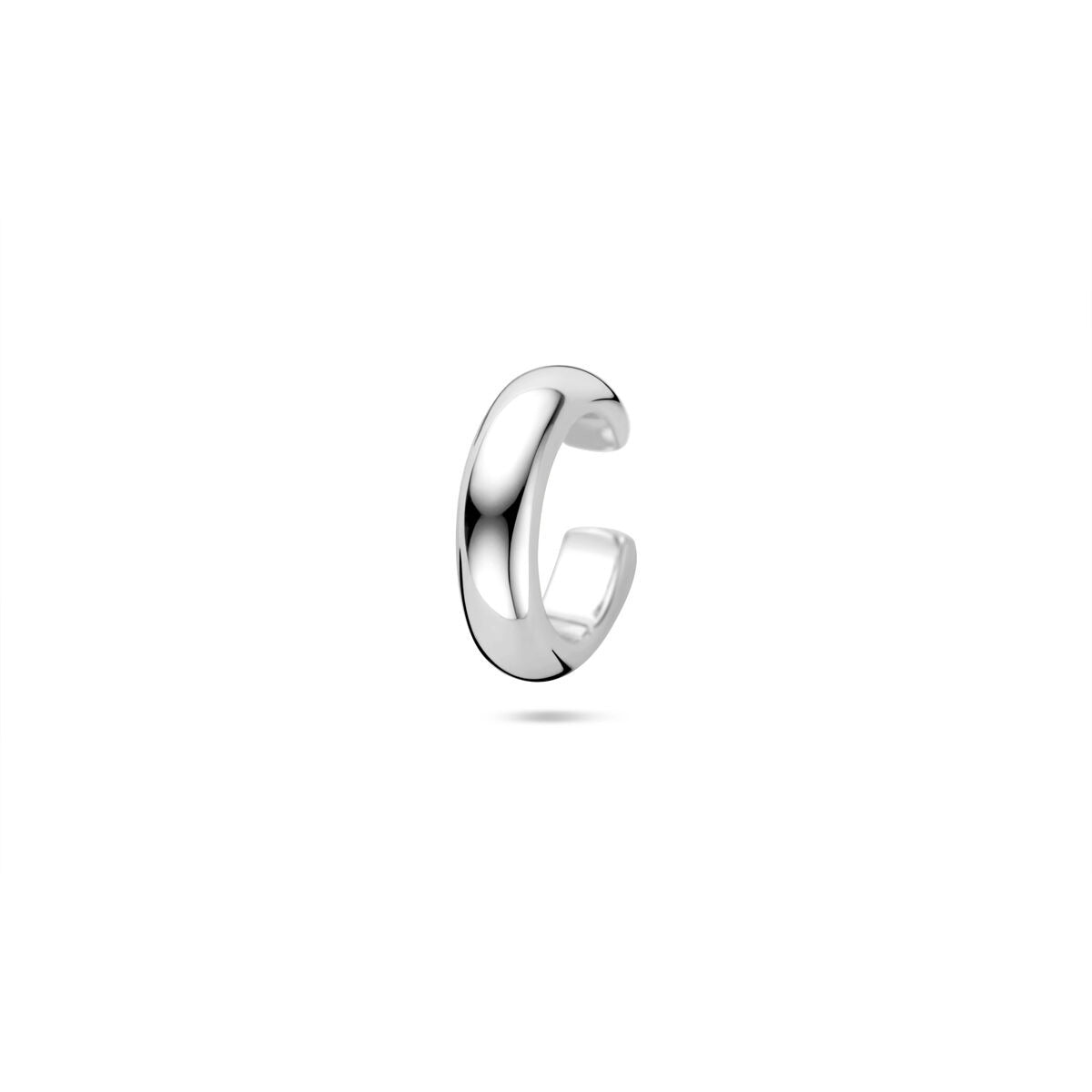 Orecchino cuff in argento rodiato, forma curva, dimensioni 12,5 x 3,5 mm.