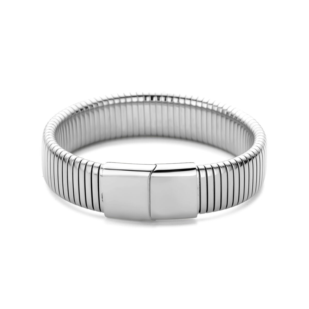 Bracciale da donna in acciaio color argento 15 mm 18,5 cm