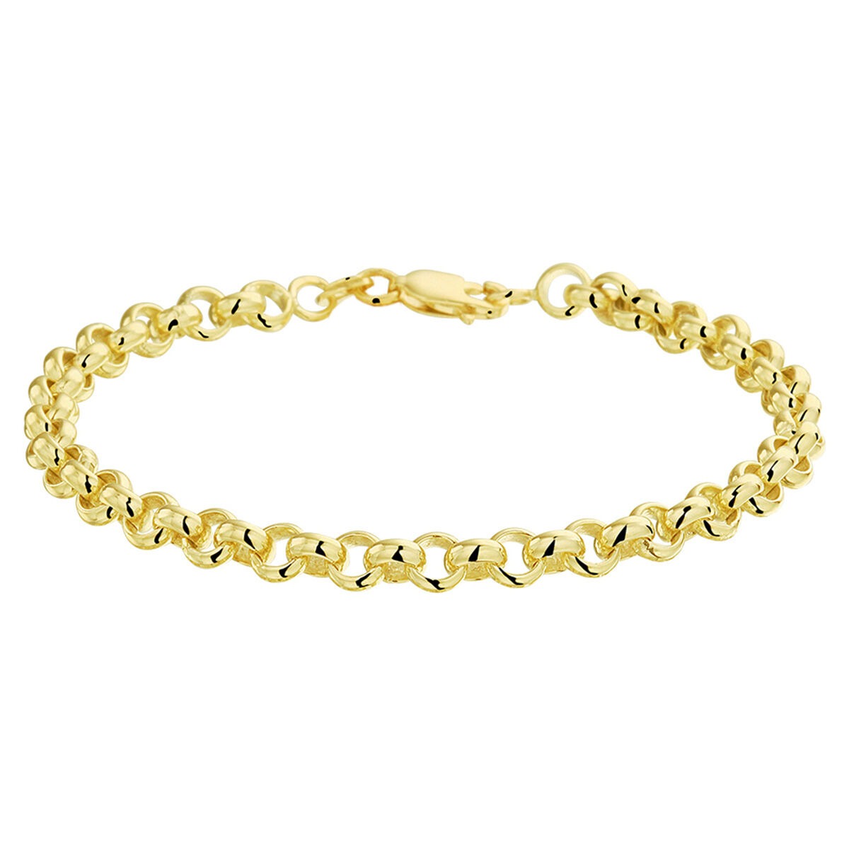 Bracciale in oro giallo con maglia rolò lucida.