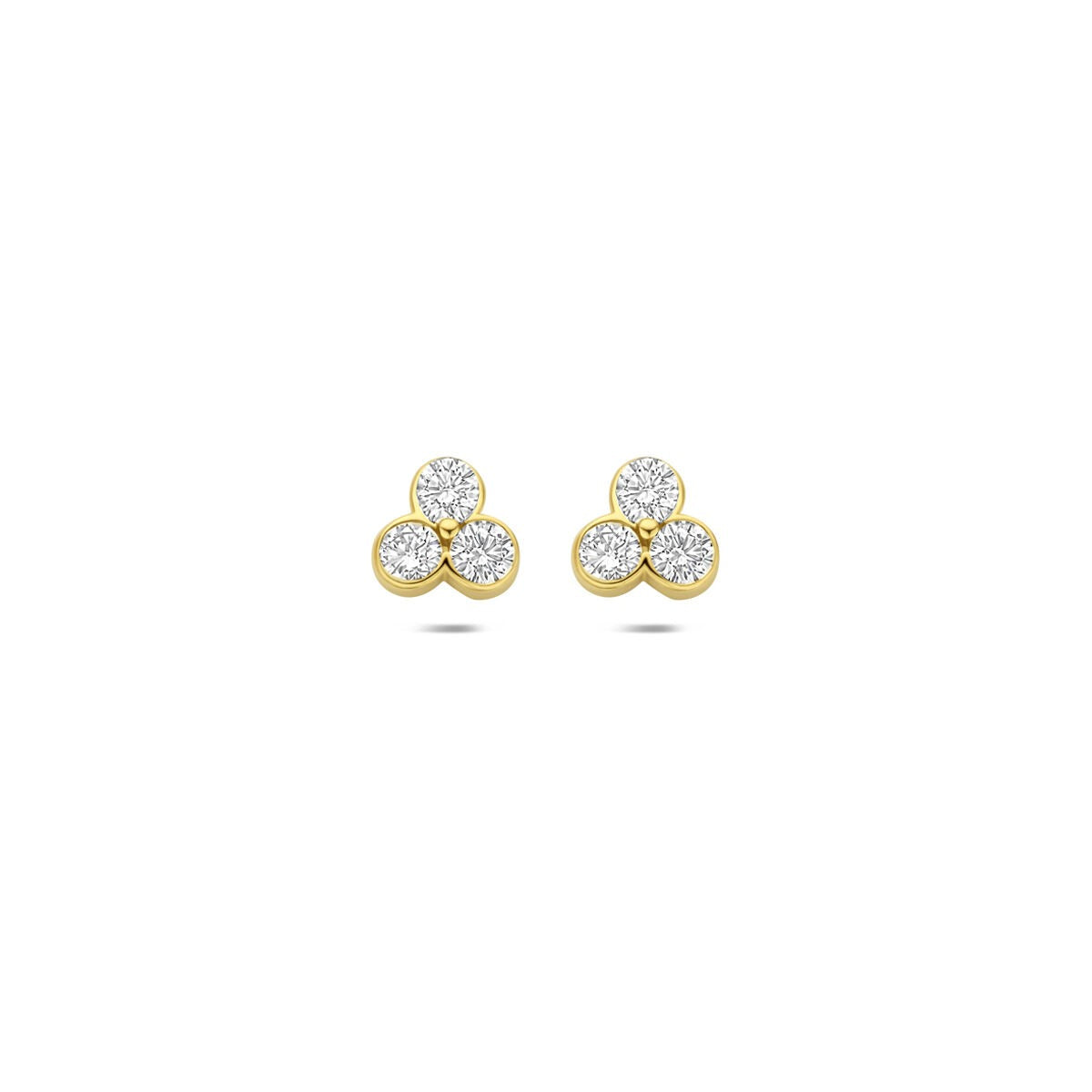 Orecchini in oro giallo 14k con diamanti lab-grown da 0,52 ct, design a tre petali.