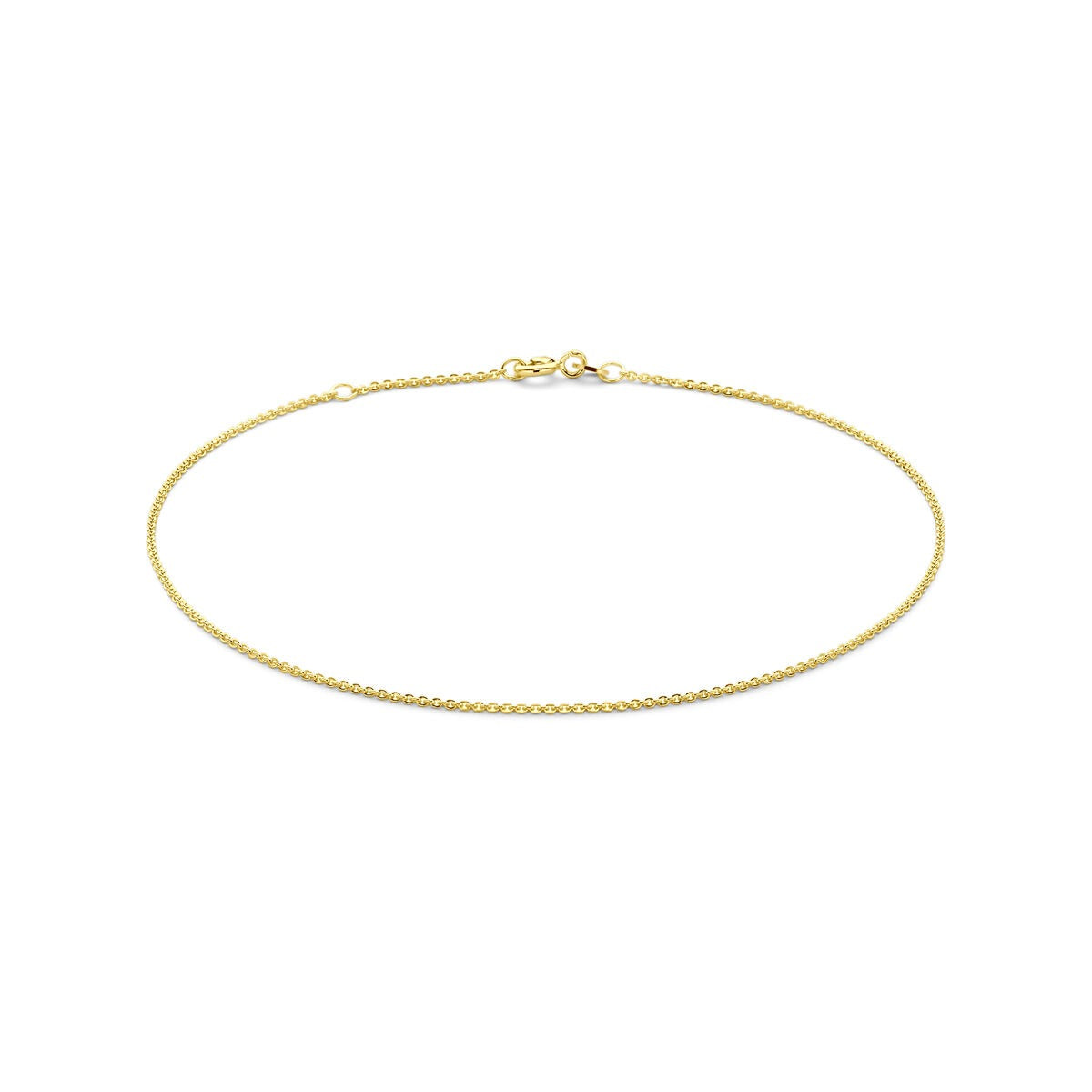 Bracciale alla caviglia in oro giallo 14k con maglie a catena piatta.