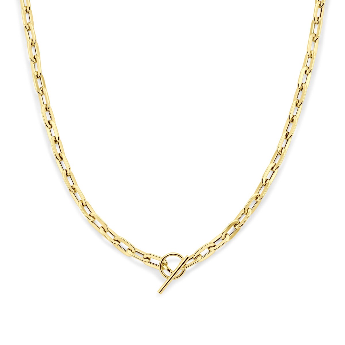 Collana in oro giallo con maglia ancorata e chiusura a cerchio.