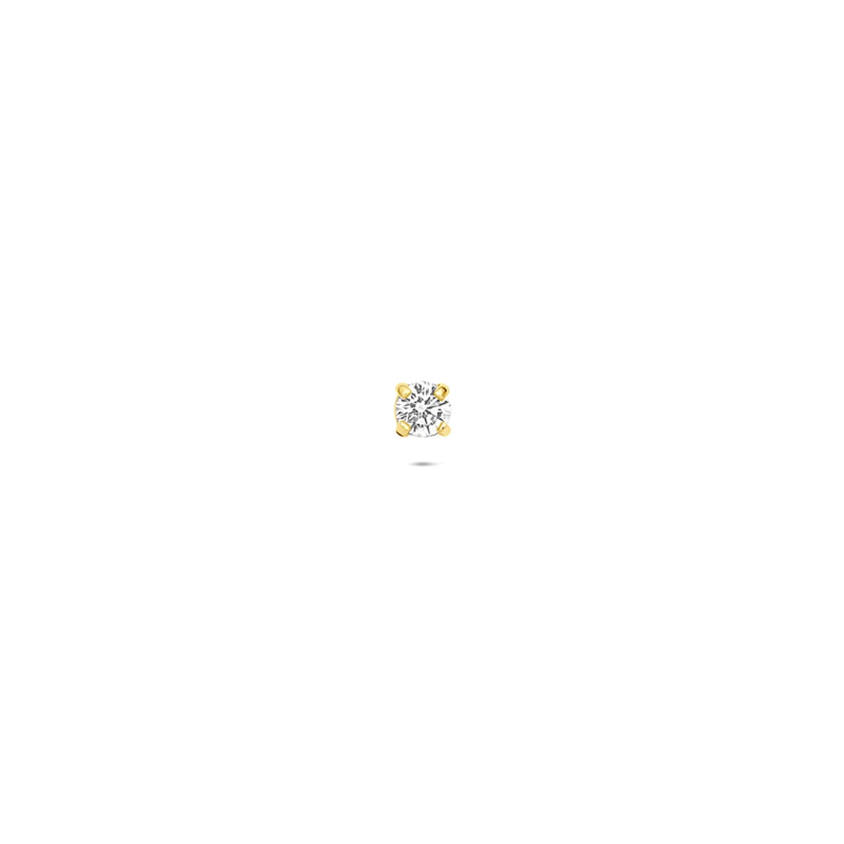 Piercing in oro giallo 9k con zircone di 2 mm, design piatto e dettagli brillanti.