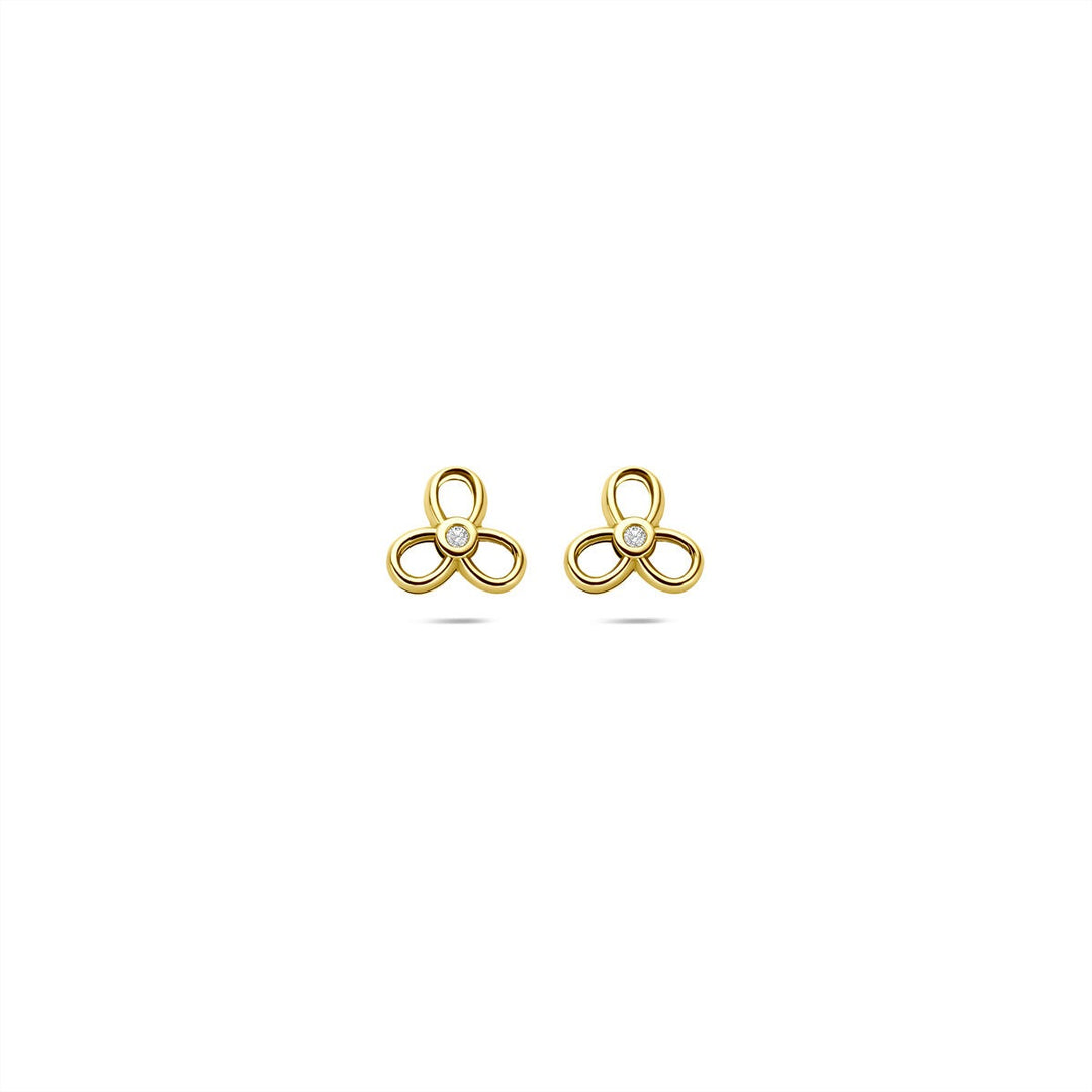 9k geelgouden oorknoppen met zirkonia – 6x6,5mm