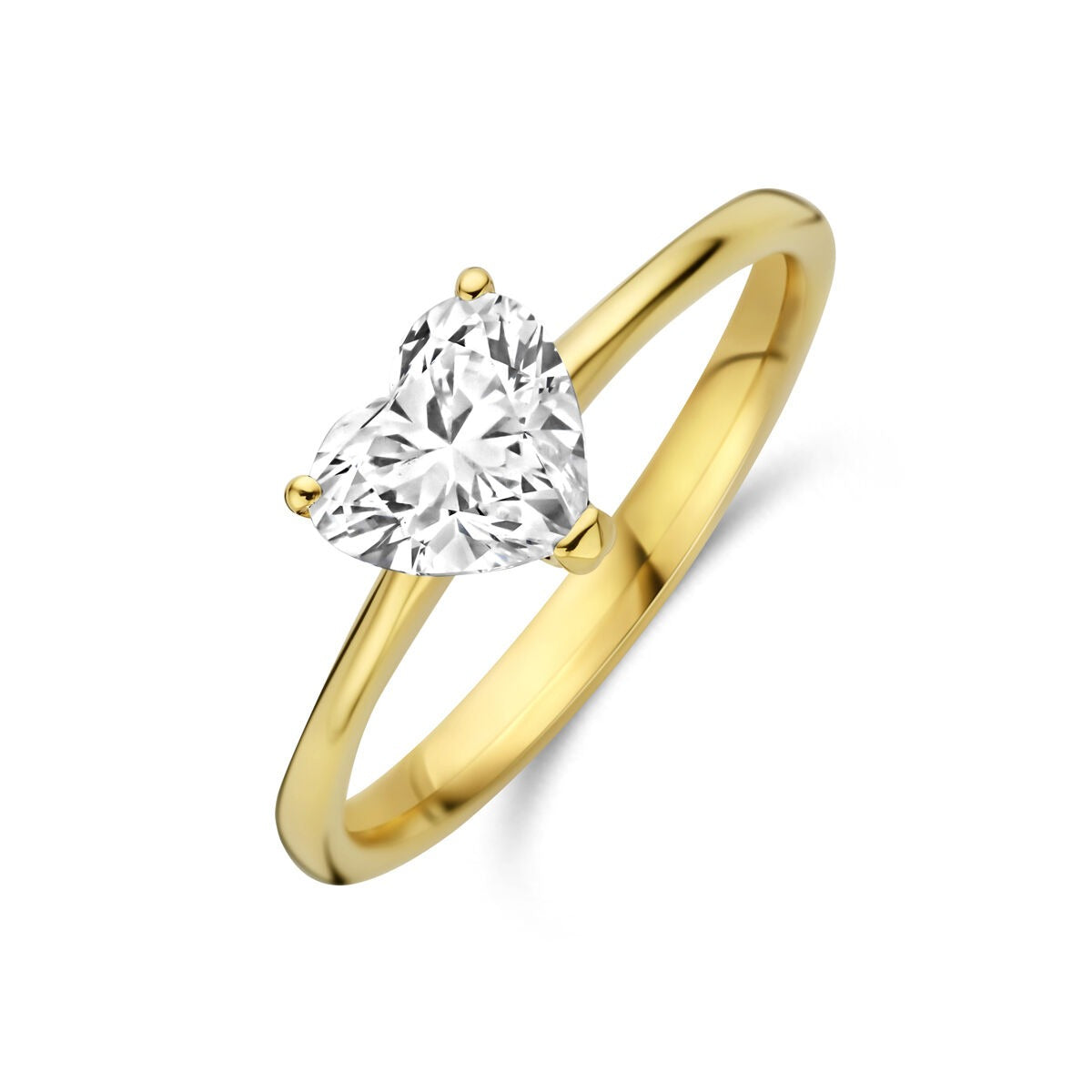 Anello in oro giallo 14k con diamante lab grown a forma di cuore da 1.00ct.