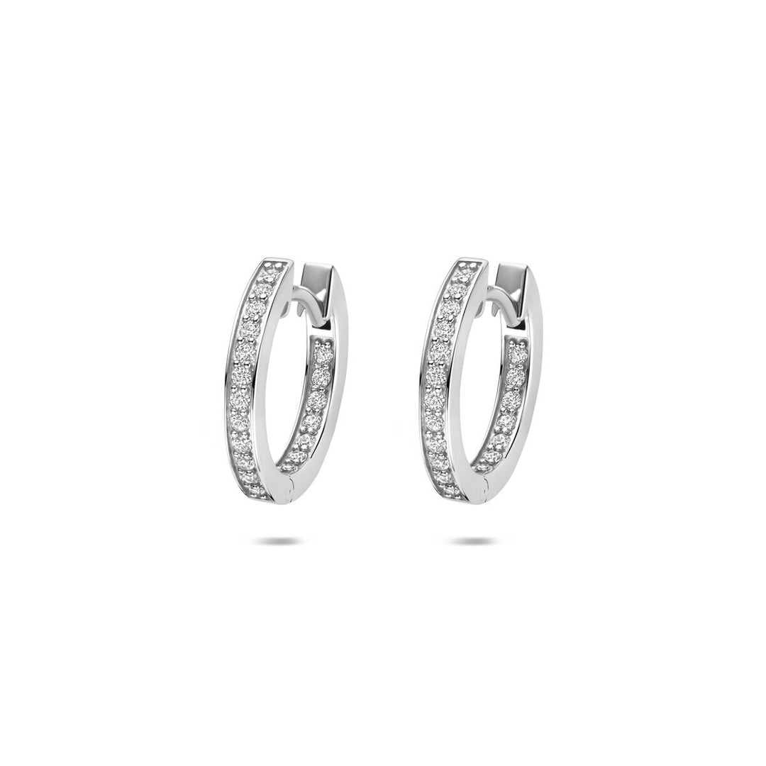 Zilveren klapoorringen met zirkonia – gerhodineerd 925 zilver 15 mm