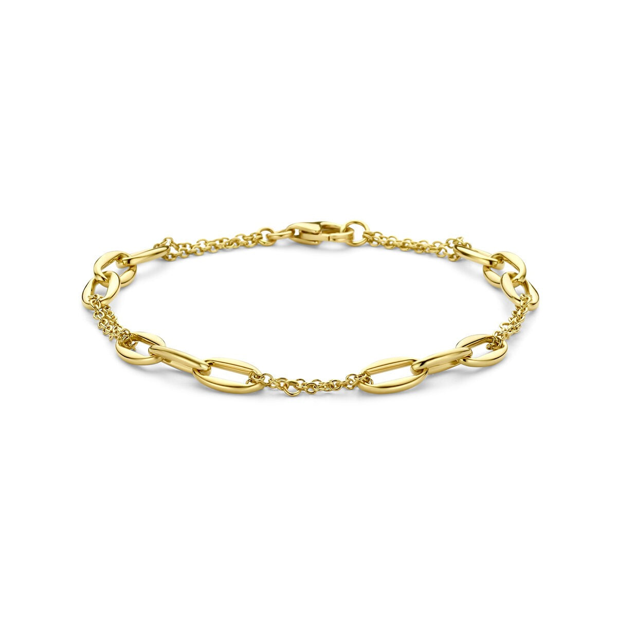 Bracciale in oro giallo 14k con maglie a forma di ancoraggio.