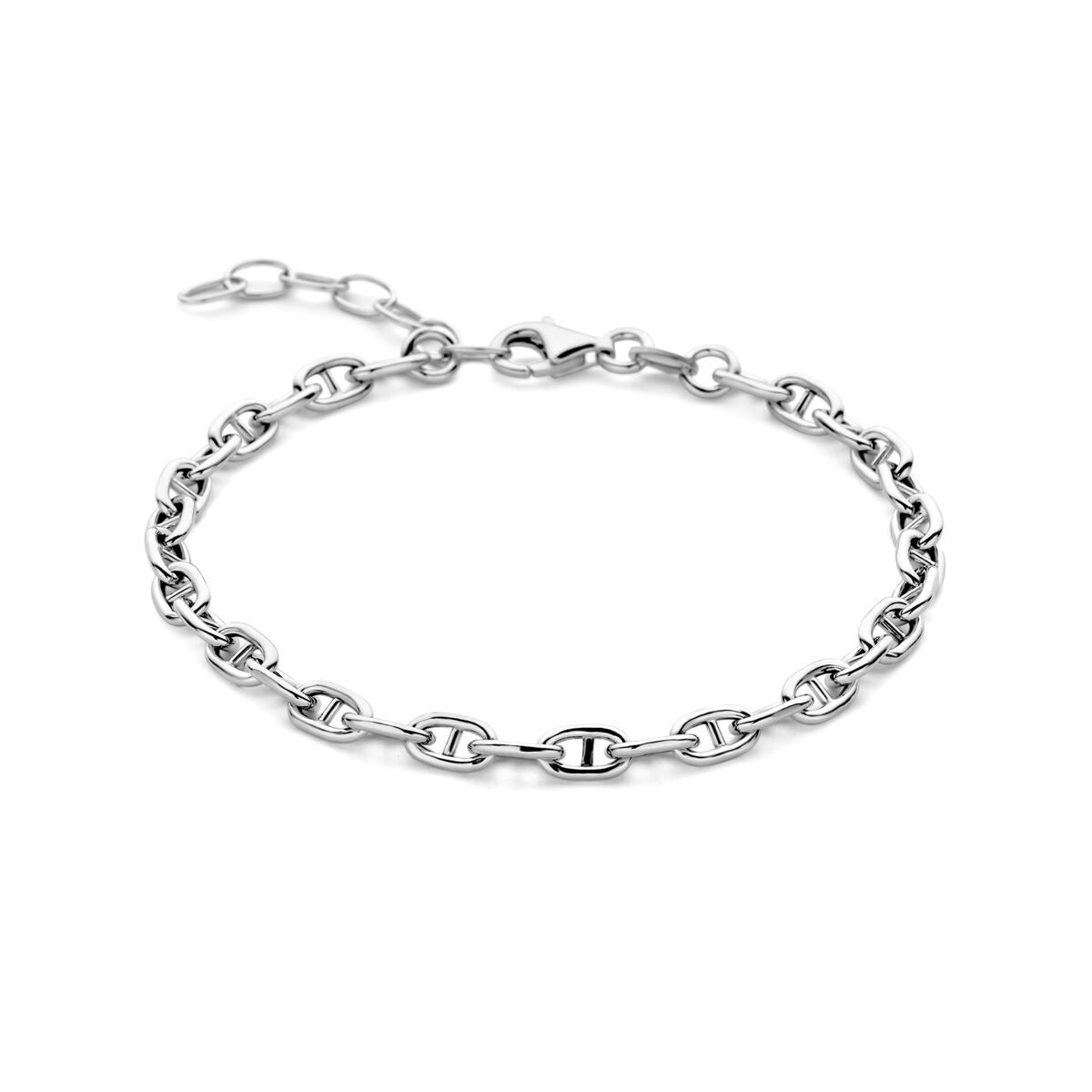 Bracciale da donna in argento 925 rodiato con maglie marine.