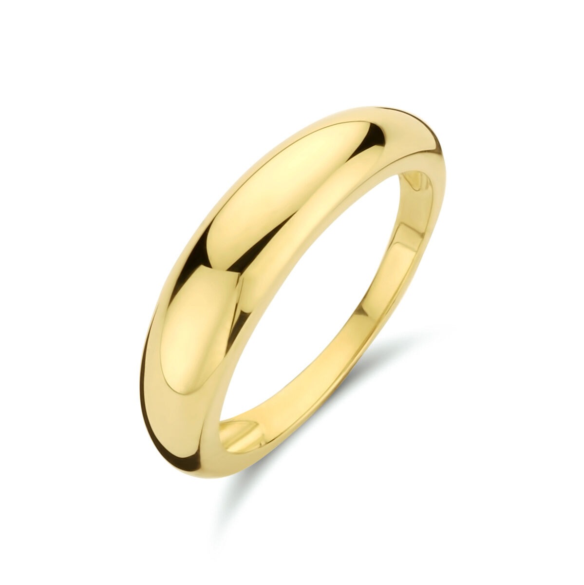 Anello in oro giallo 9k, design classico e robusto, superficie lucida e liscia.