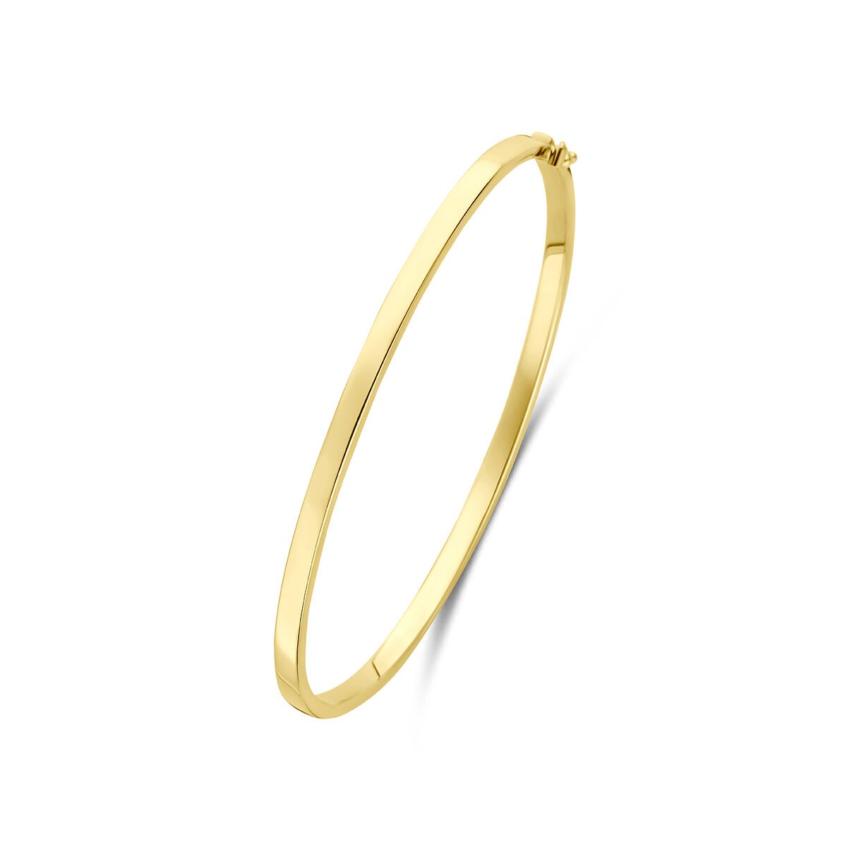 Bracciale bangle in oro giallo 9k con tubo piatto e nucleo argentato.