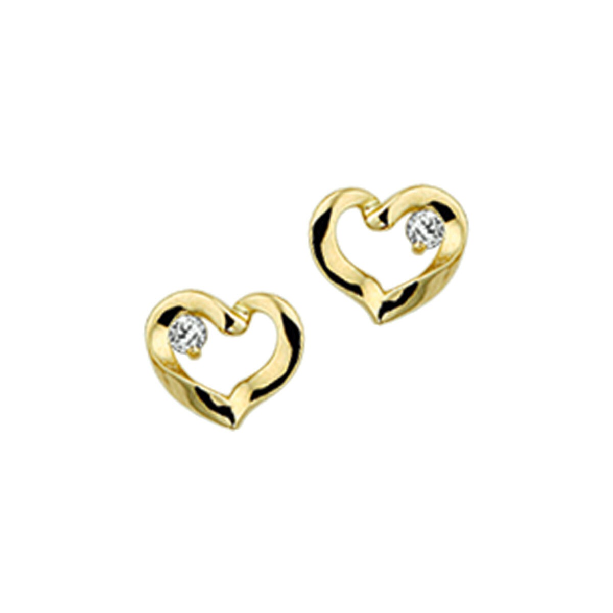 Orecchini a lobo cuore in oro con zirconi – 14k
