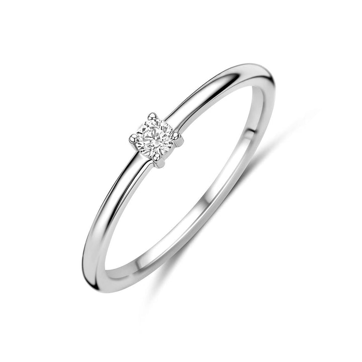 Gerhodineerd 925 zilveren ring met zirkonia