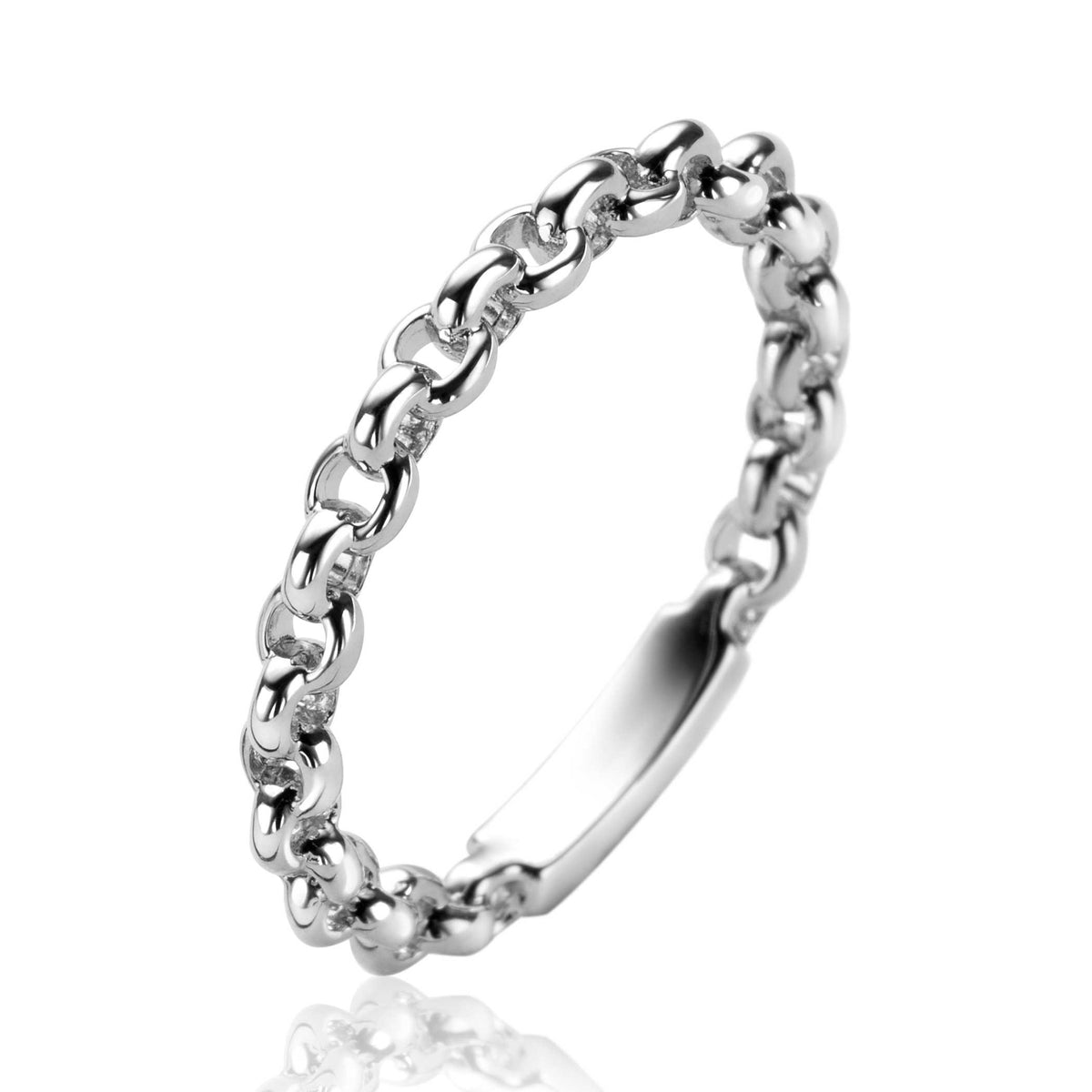 anello in argento con maglia rolò lucida