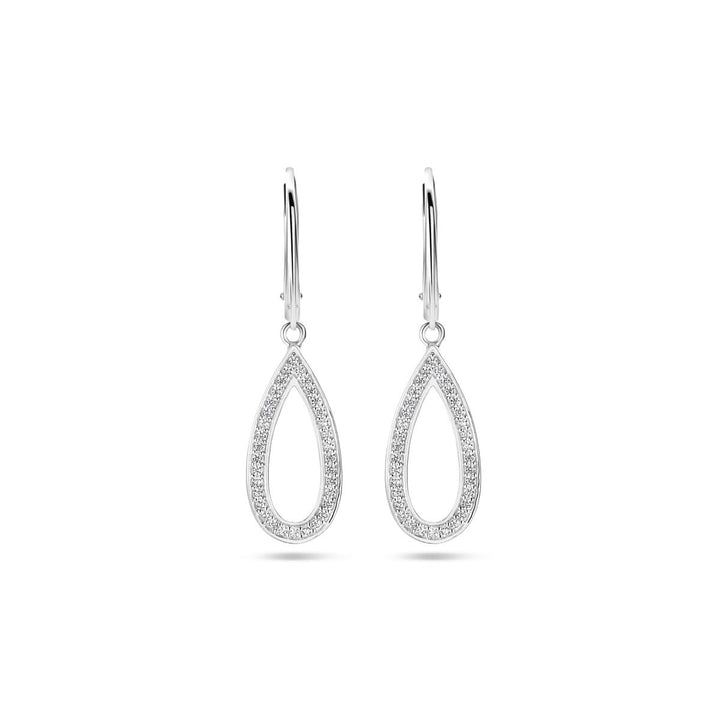 Zilveren oorhangers met zirkonia – gerhodineerd 925